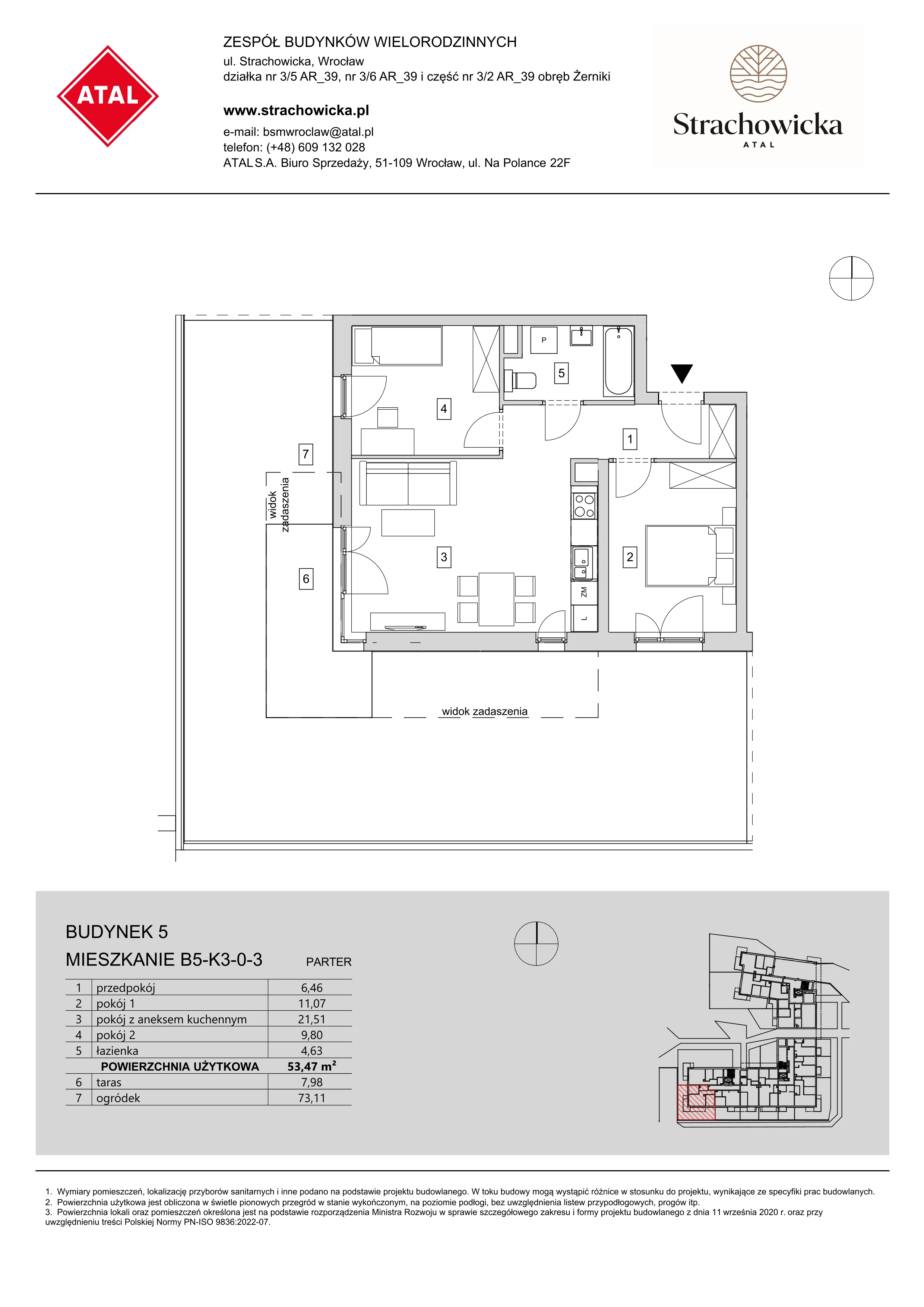 Mieszkanie 53,47 m², parter, oferta nr B5-K3-0-3, ATAL Strachowicka, Wrocław, Żerniki, Fabryczna, ul. Strachowicka