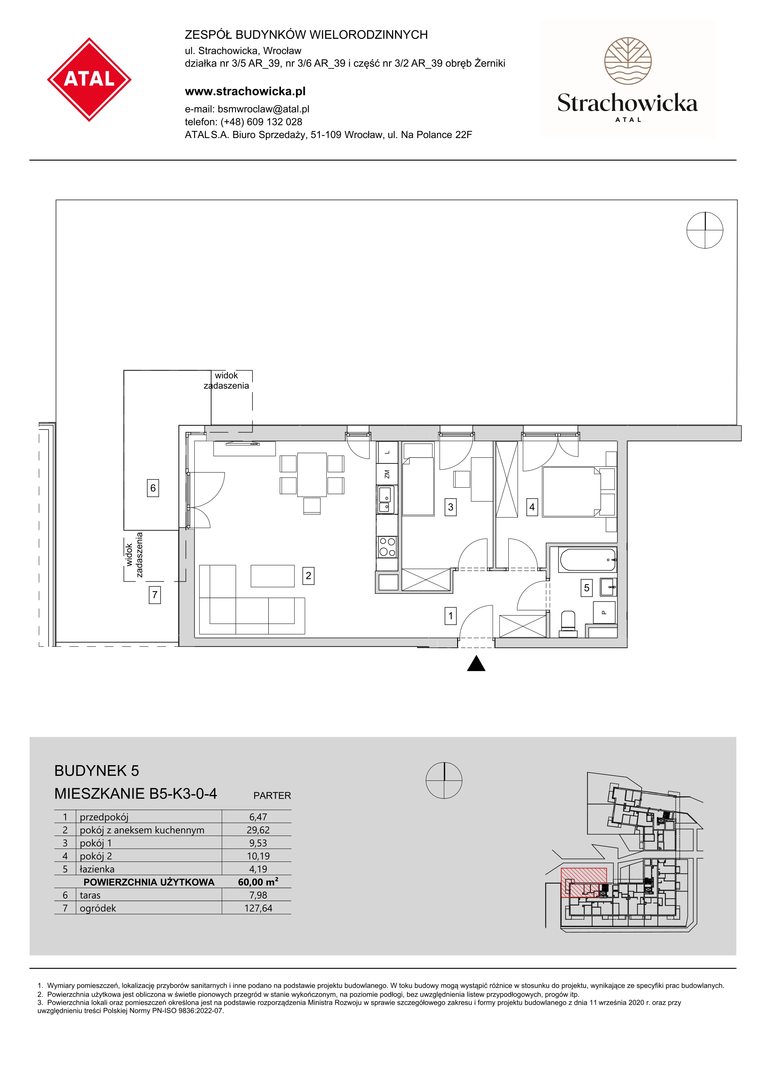 Mieszkanie 60,00 m², parter, oferta nr B5-K3-0-4, ATAL Strachowicka, Wrocław, Żerniki, Fabryczna, ul. Strachowicka