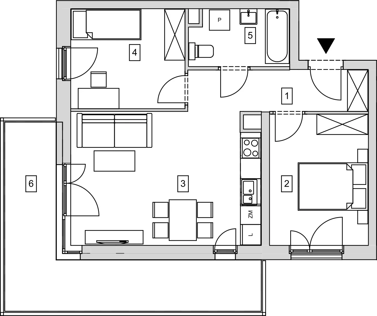 Mieszkanie 53,55 m², piętro 1, oferta nr B5-K3-1-3, ATAL Strachowicka, Wrocław, Żerniki, Fabryczna, ul. Strachowicka