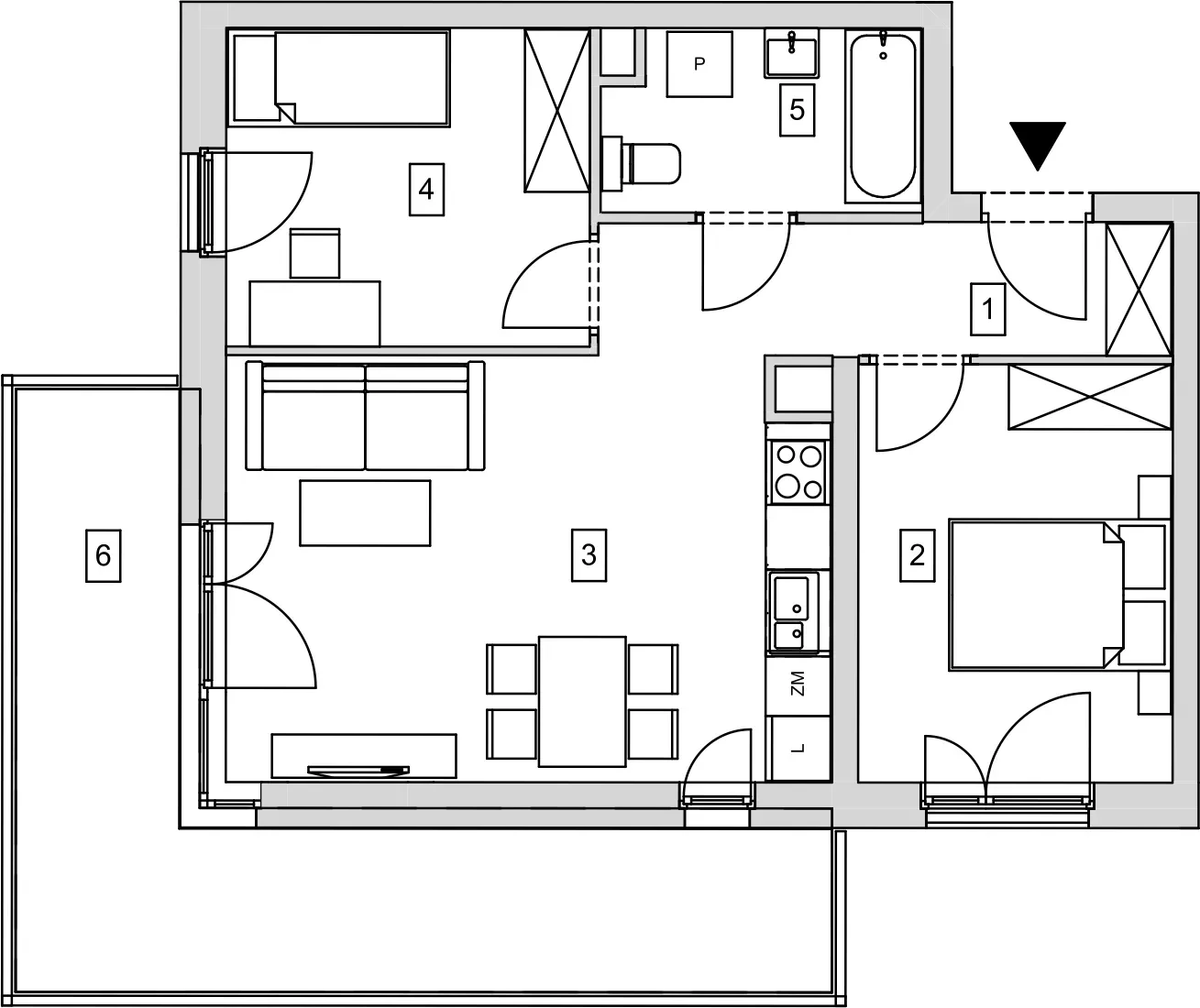 Mieszkanie 53,55 m², piętro 2, oferta nr B5-K3-2-3, ATAL Strachowicka, Wrocław, Żerniki, Fabryczna, ul. Strachowicka