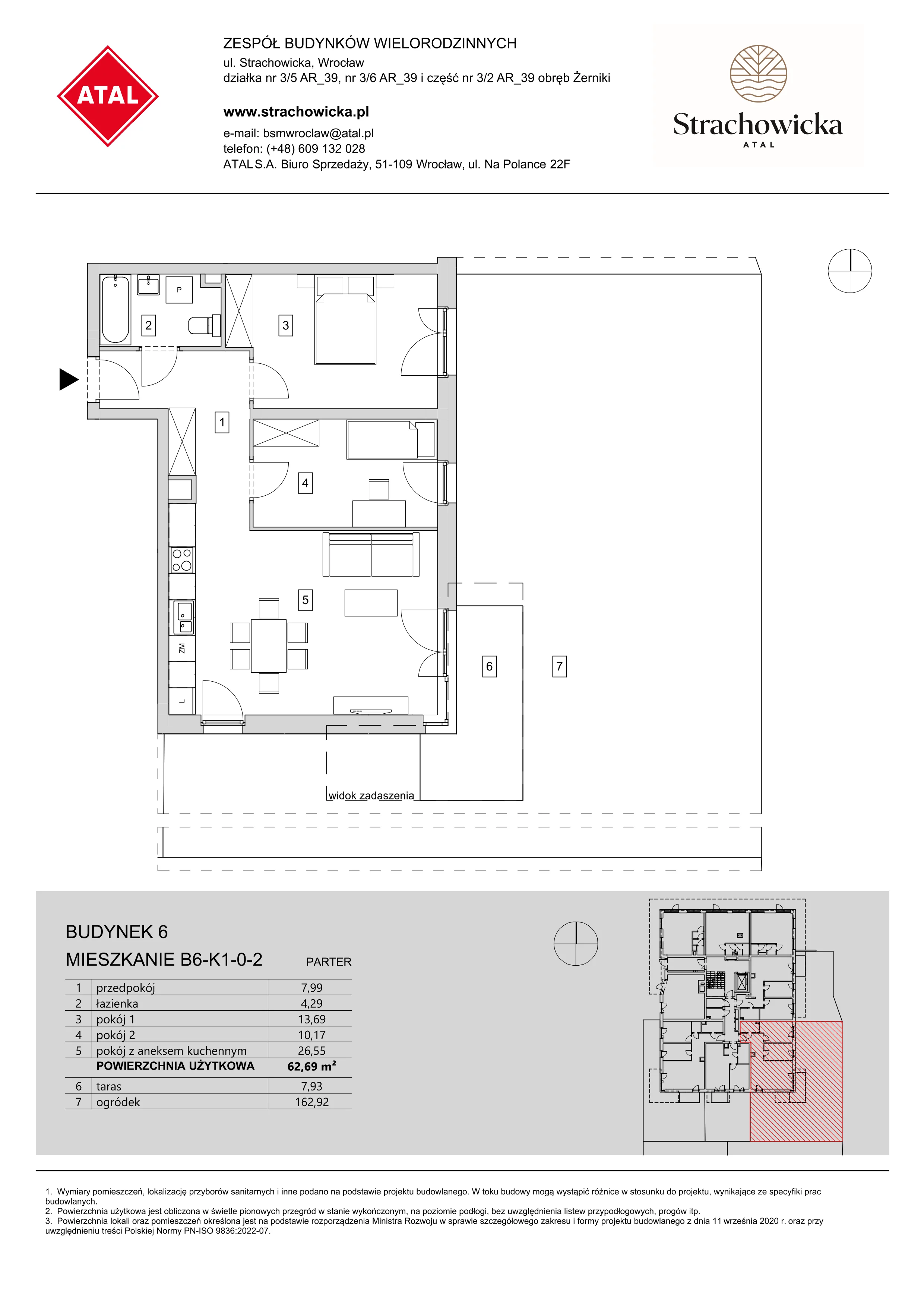 Mieszkanie 62,69 m², parter, oferta nr B6-K1-0-2, ATAL Strachowicka, Wrocław, Żerniki, Fabryczna, ul. Strachowicka