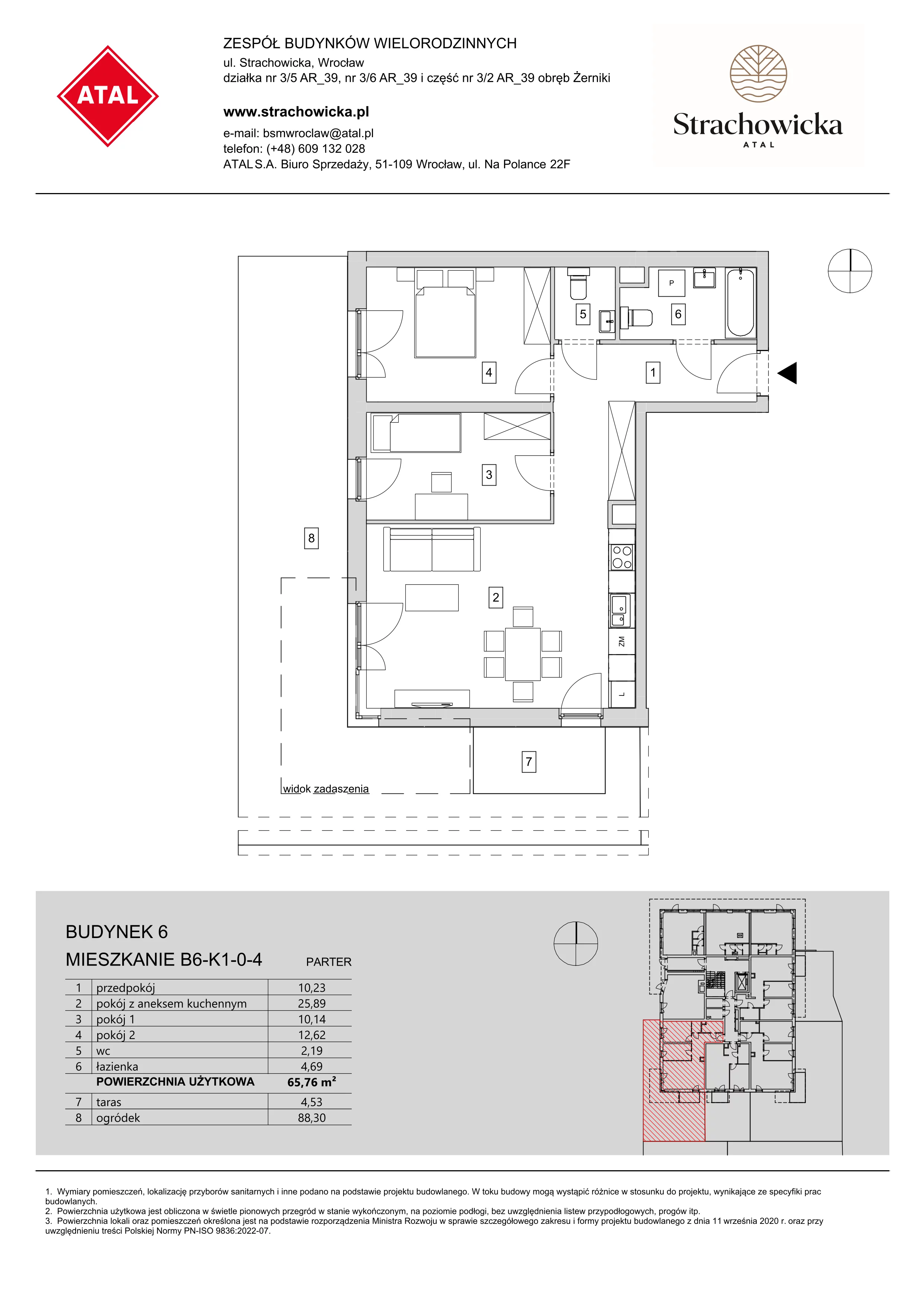 Mieszkanie 65,76 m², parter, oferta nr B6-K1-0-4, ATAL Strachowicka, Wrocław, Żerniki, Fabryczna, ul. Strachowicka