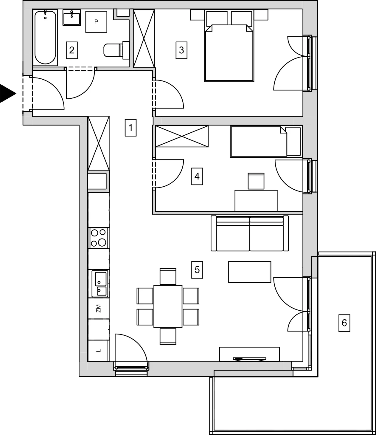 Mieszkanie 62,69 m², piętro 1, oferta nr B6-K1-1-4, ATAL Strachowicka, Wrocław, Żerniki, Fabryczna, ul. Strachowicka