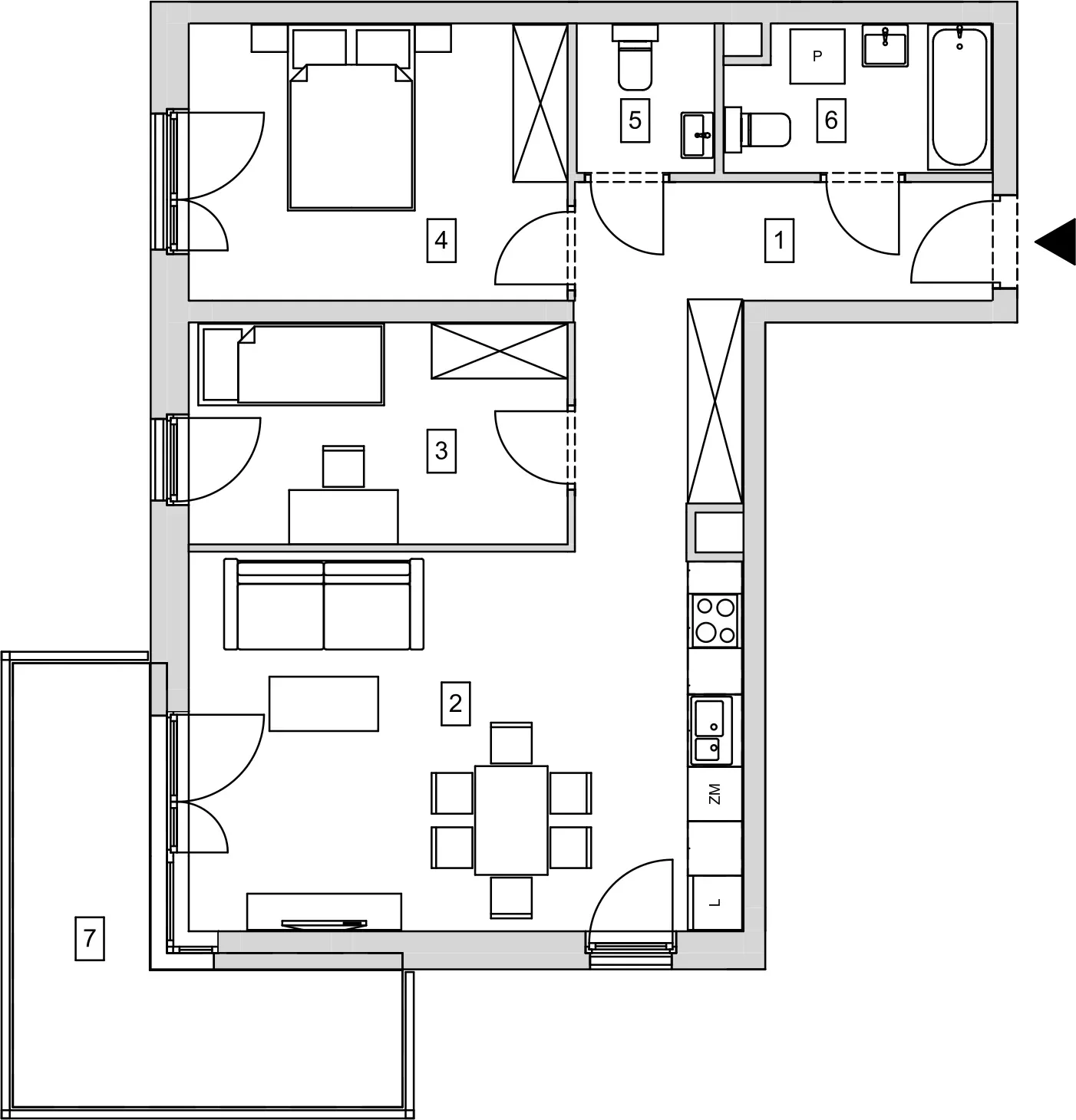 Mieszkanie 65,81 m², piętro 1, oferta nr B6-K1-1-6, ATAL Strachowicka, Wrocław, Żerniki, Fabryczna, ul. Strachowicka