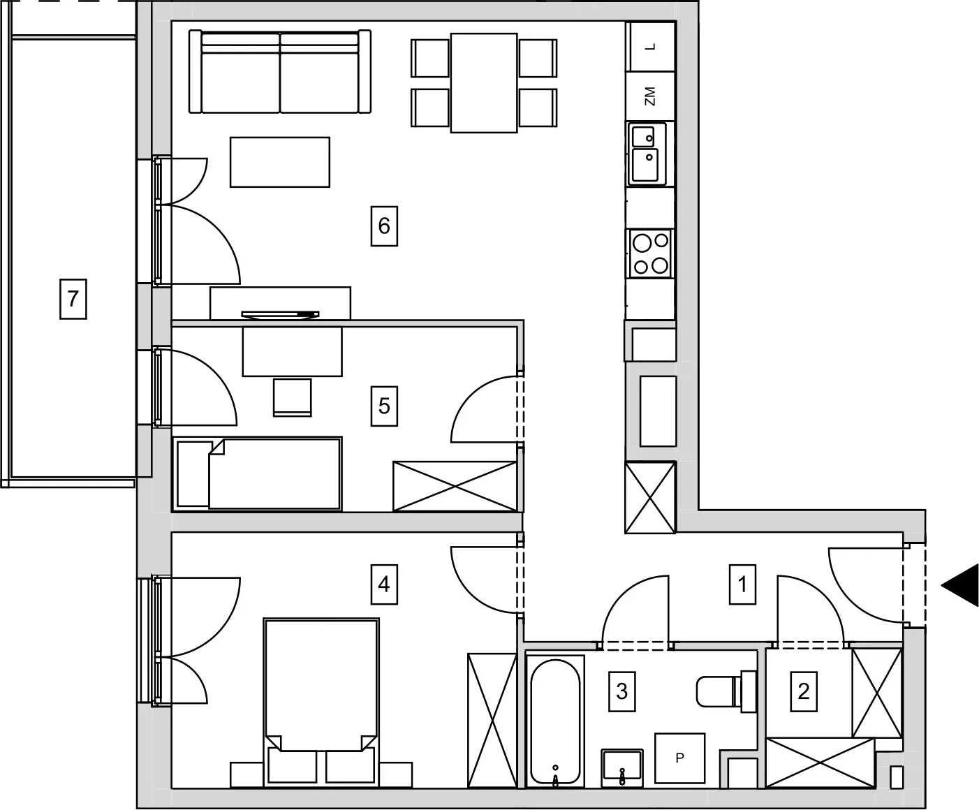 Mieszkanie 60,93 m², piętro 1, oferta nr B6-K1-1-7, ATAL Strachowicka, Wrocław, Żerniki, Fabryczna, ul. Strachowicka