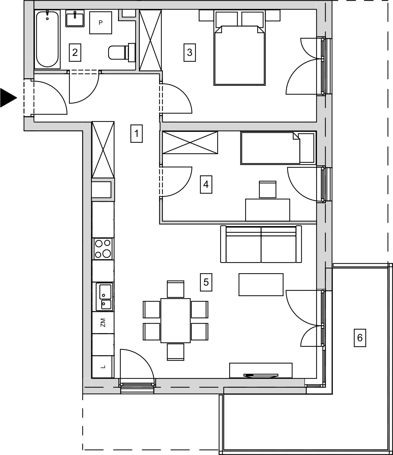 Mieszkanie 62,69 m², piętro 2, oferta nr B6-K1-2-4, ATAL Strachowicka, Wrocław, Żerniki, Fabryczna, ul. Strachowicka