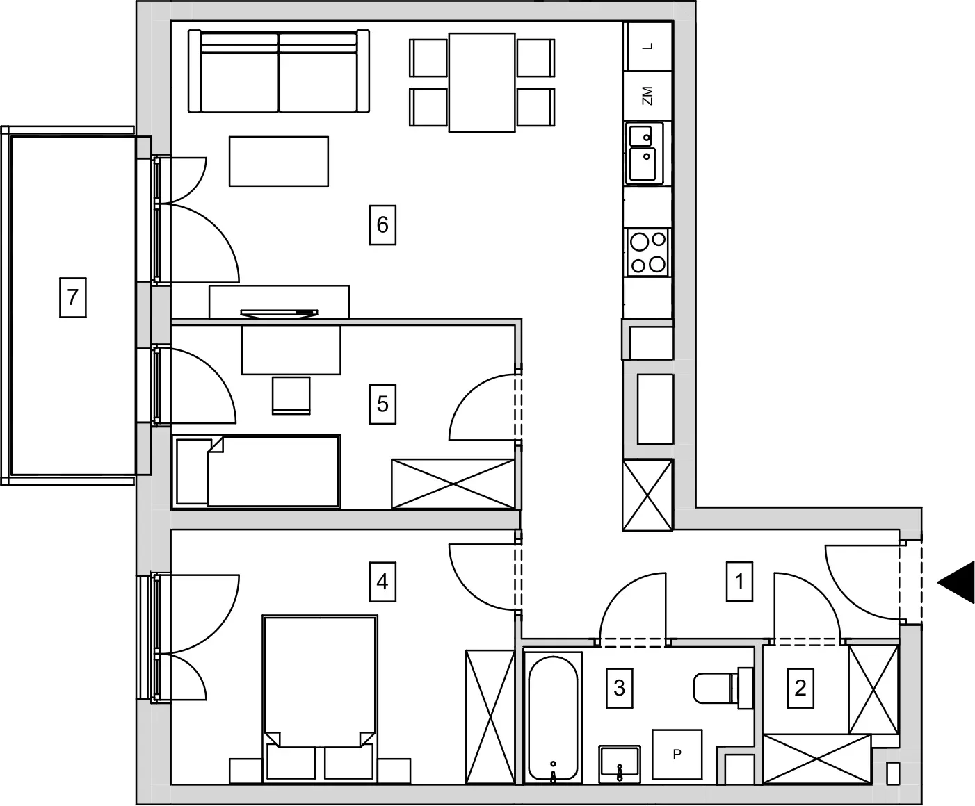 Mieszkanie 60,93 m², piętro 2, oferta nr B6-K1-2-7, ATAL Strachowicka, Wrocław, Żerniki, Fabryczna, ul. Strachowicka