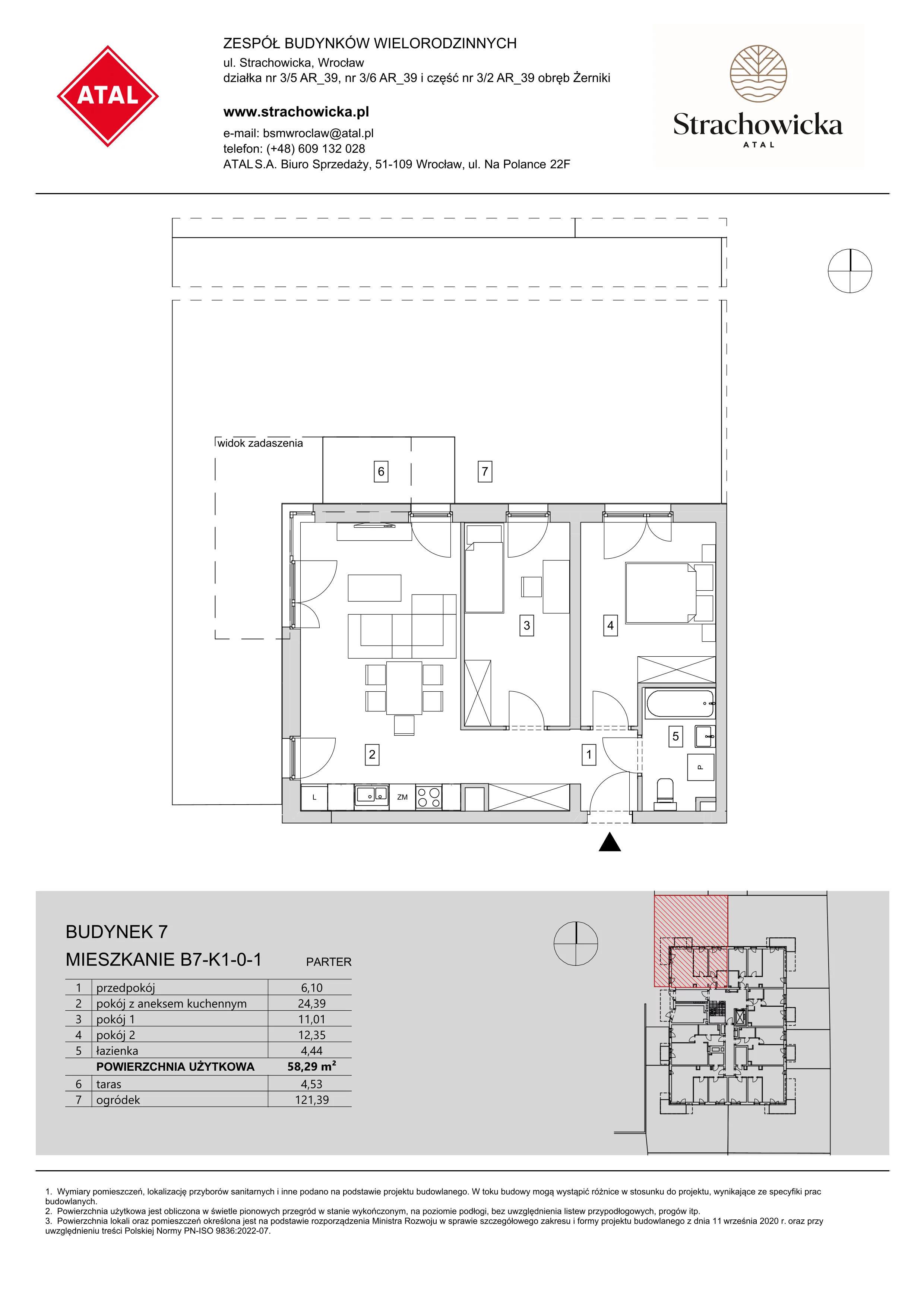 Mieszkanie 58,29 m², parter, oferta nr B7-K1-0-1, ATAL Strachowicka, Wrocław, Żerniki, Fabryczna, ul. Strachowicka