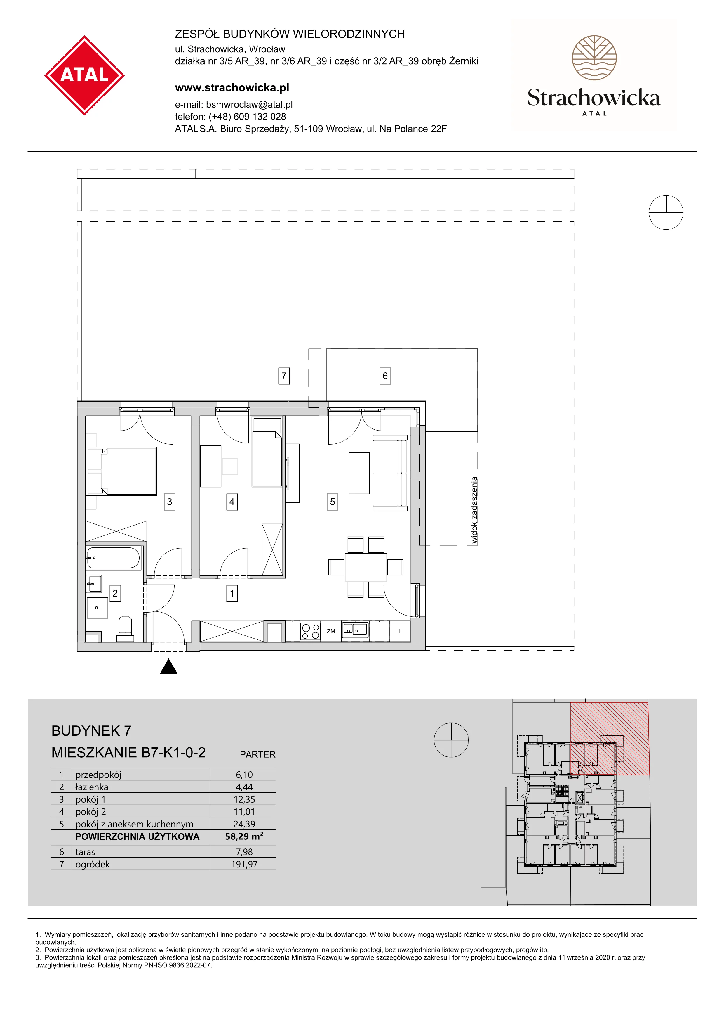 Mieszkanie 58,29 m², parter, oferta nr B7-K1-0-2, ATAL Strachowicka, Wrocław, Żerniki, Fabryczna, ul. Strachowicka