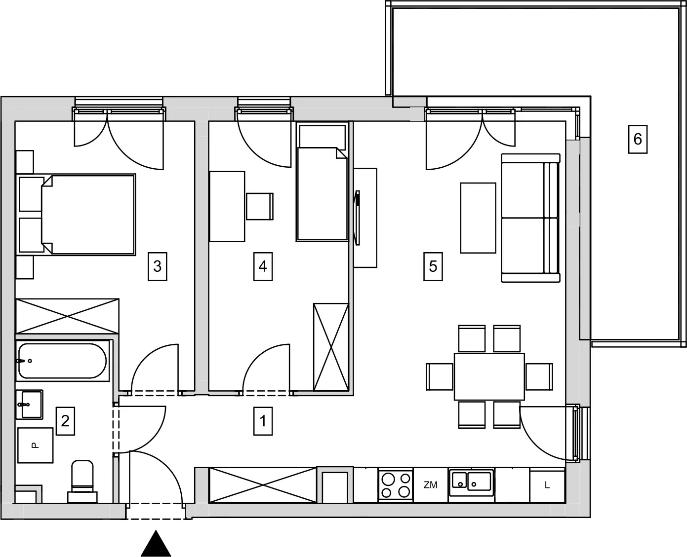 Mieszkanie 58,29 m², piętro 1, oferta nr B7-K1-1-2, ATAL Strachowicka, Wrocław, Żerniki, Fabryczna, ul. Strachowicka