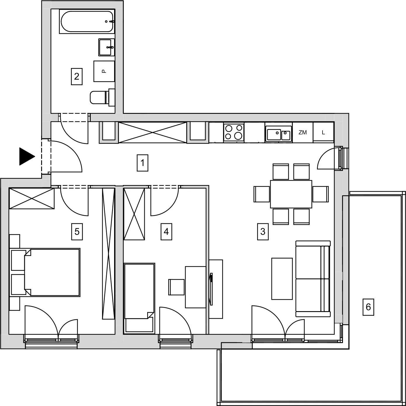 Mieszkanie 58,35 m², piętro 1, oferta nr B7-K1-1-5, ATAL Strachowicka, Wrocław, Żerniki, Fabryczna, ul. Strachowicka