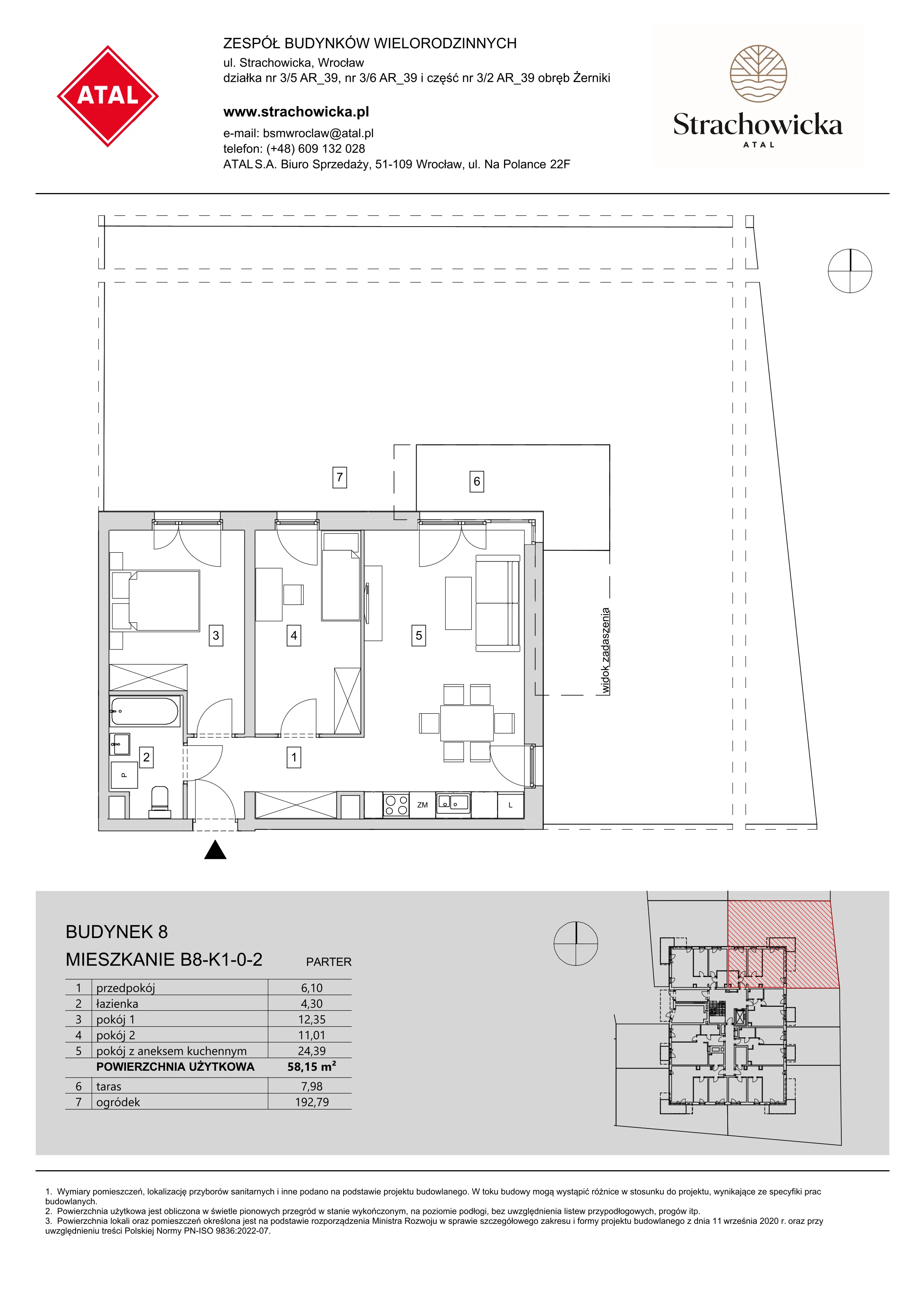 Mieszkanie 58,15 m², parter, oferta nr B8-K1-0-2, ATAL Strachowicka, Wrocław, Żerniki, Fabryczna, ul. Strachowicka