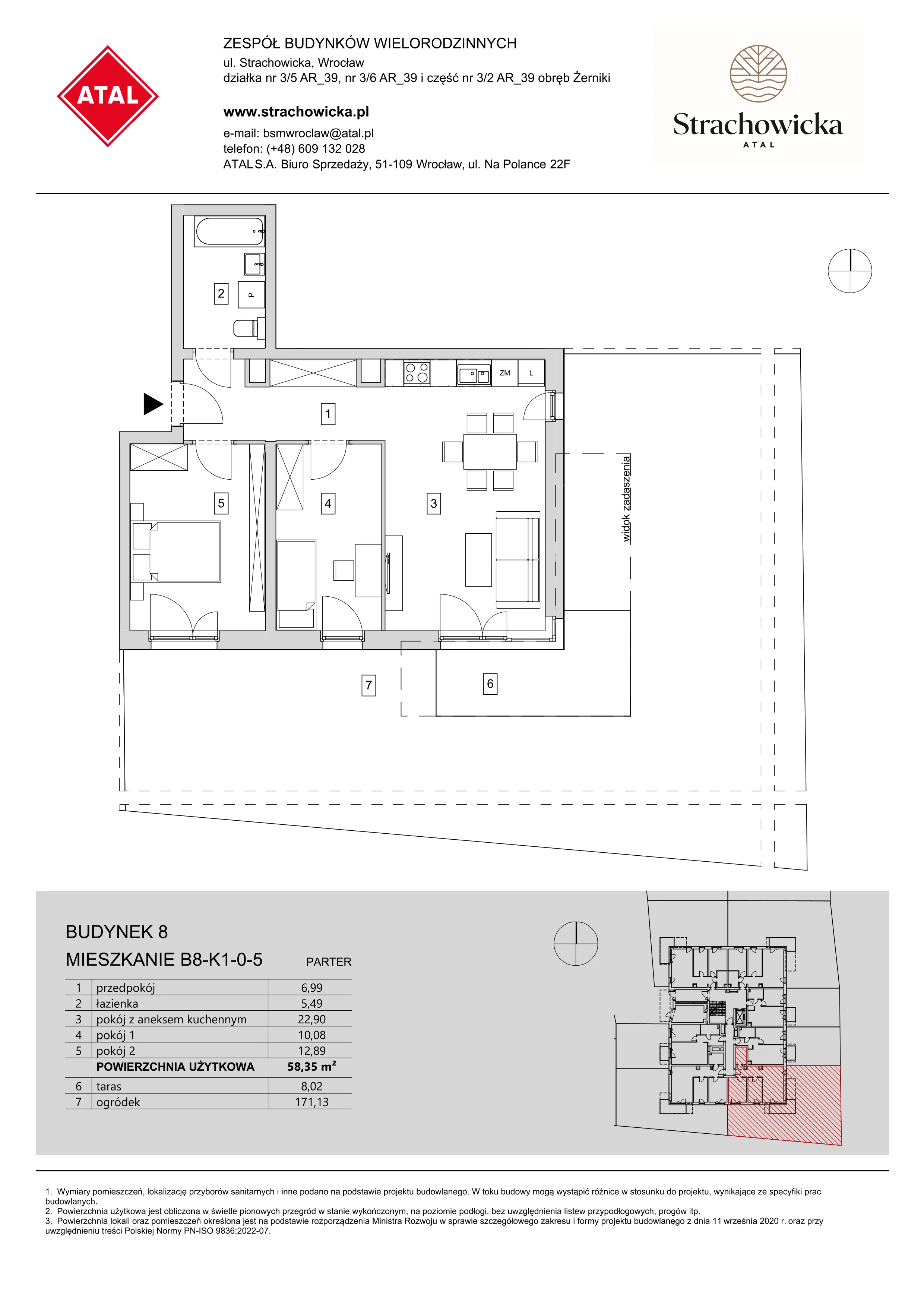 Mieszkanie 58,35 m², parter, oferta nr B8-K1-0-5, ATAL Strachowicka, Wrocław, Żerniki, Fabryczna, ul. Strachowicka