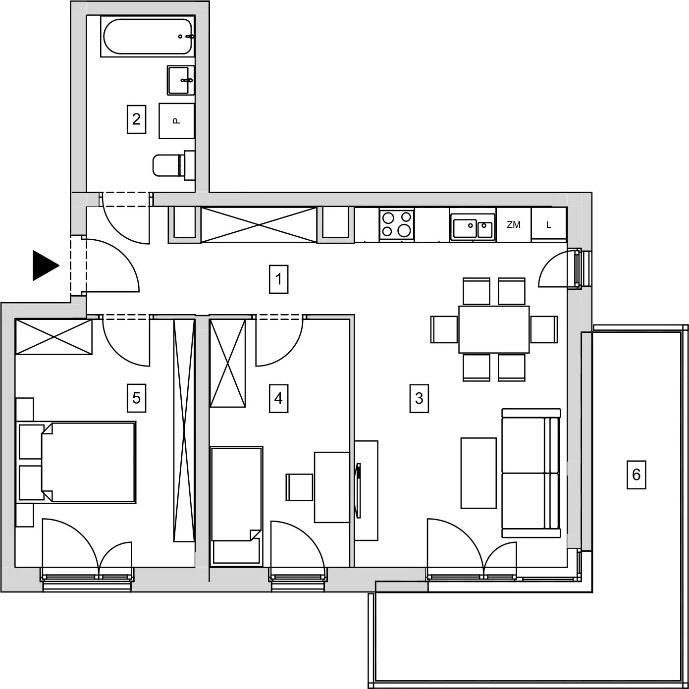 Mieszkanie 58,35 m², piętro 1, oferta nr B8-K1-1-5, ATAL Strachowicka, Wrocław, Żerniki, Fabryczna, ul. Strachowicka