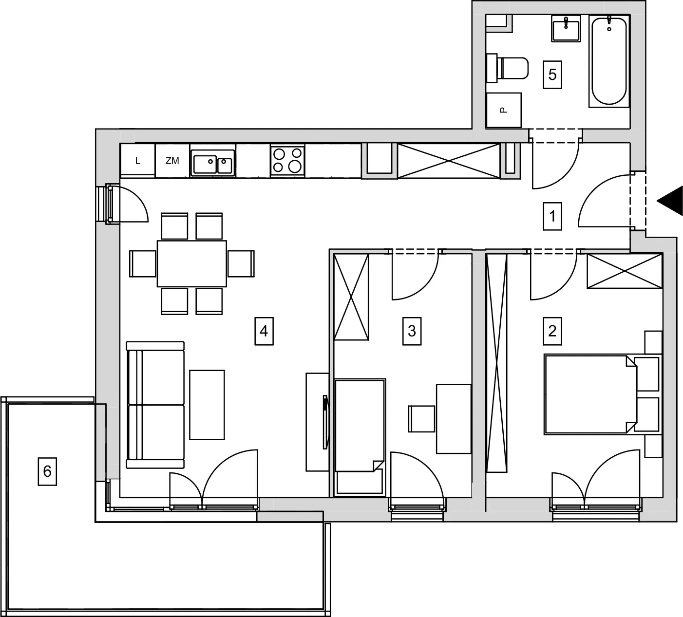 Mieszkanie 58,92 m², piętro 1, oferta nr B8-K1-1-6, ATAL Strachowicka, Wrocław, Żerniki, Fabryczna, ul. Strachowicka