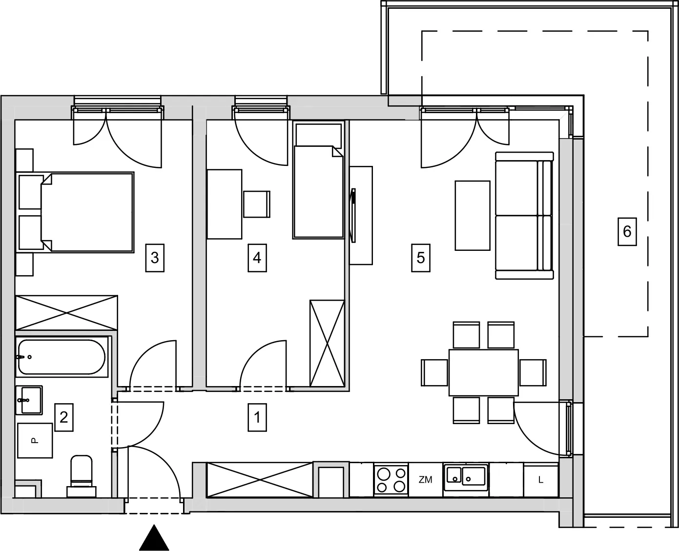 Mieszkanie 58,29 m², piętro 3, oferta nr B8-K1-3-2, ATAL Strachowicka, Wrocław, Żerniki, Fabryczna, ul. Strachowicka