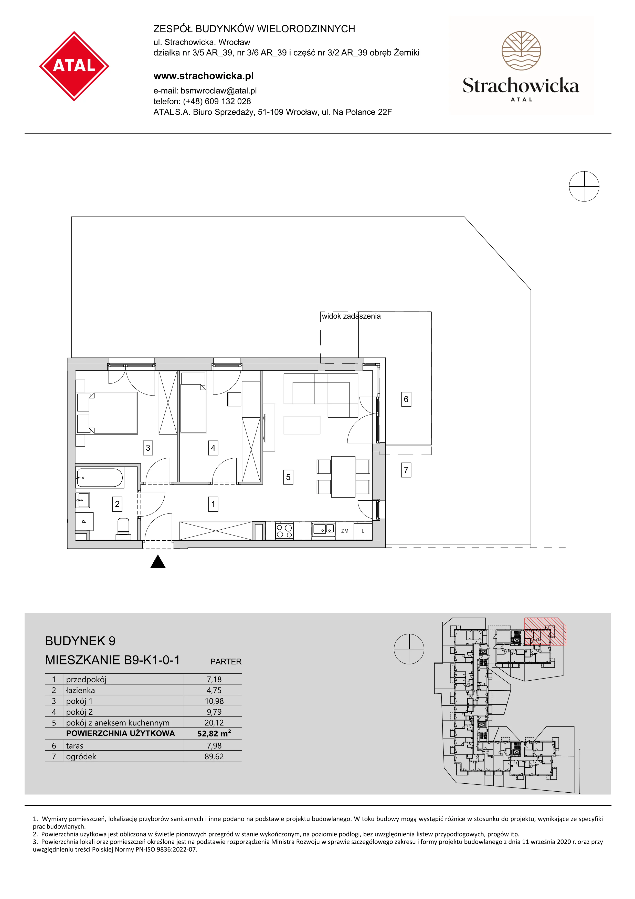 Mieszkanie 52,72 m², parter, oferta nr B9-K1-0-1, ATAL Strachowicka, Wrocław, Żerniki, Fabryczna, ul. Strachowicka