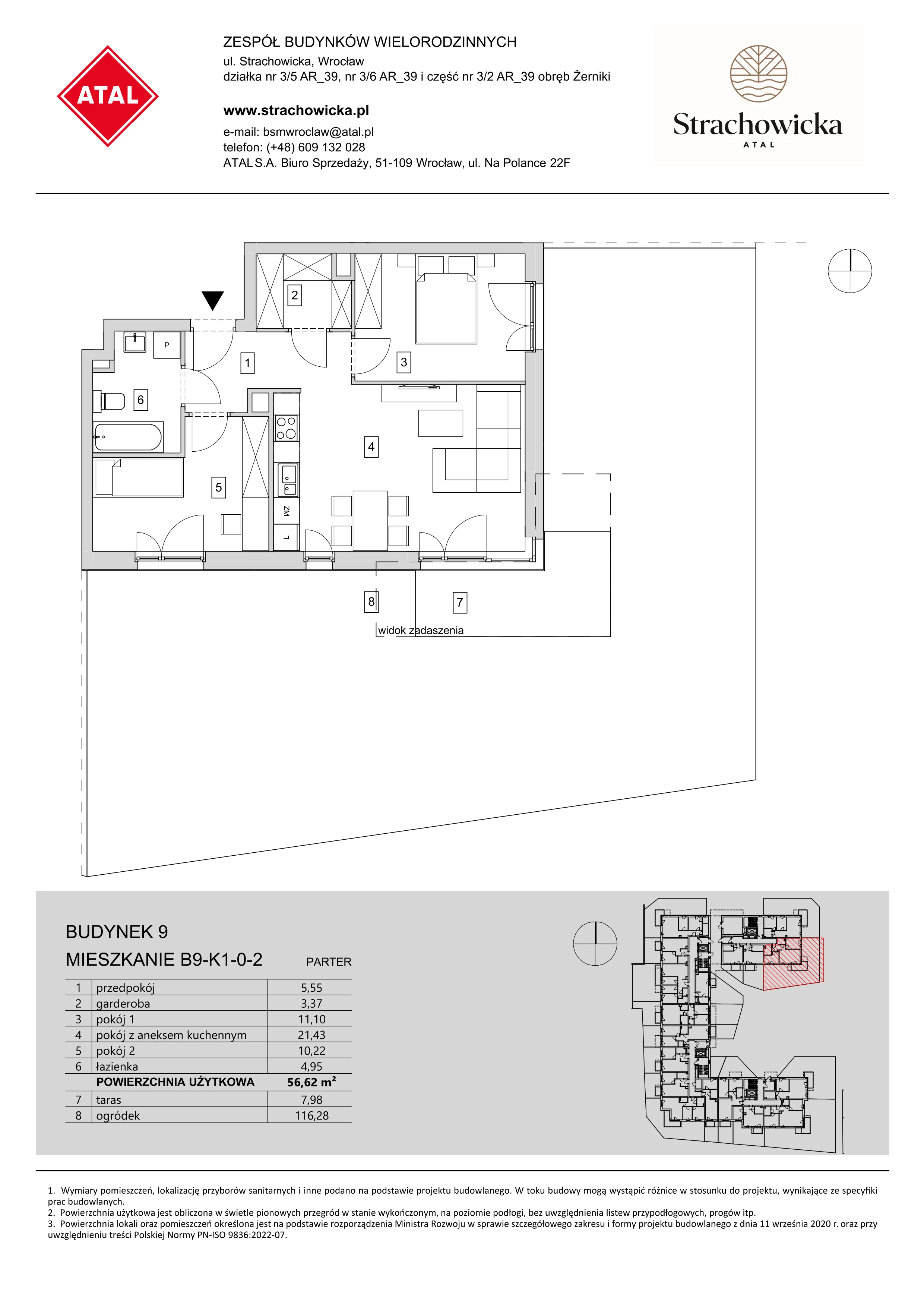 Mieszkanie 56,62 m², parter, oferta nr B9-K1-0-2, ATAL Strachowicka, Wrocław, Żerniki, Fabryczna, ul. Strachowicka