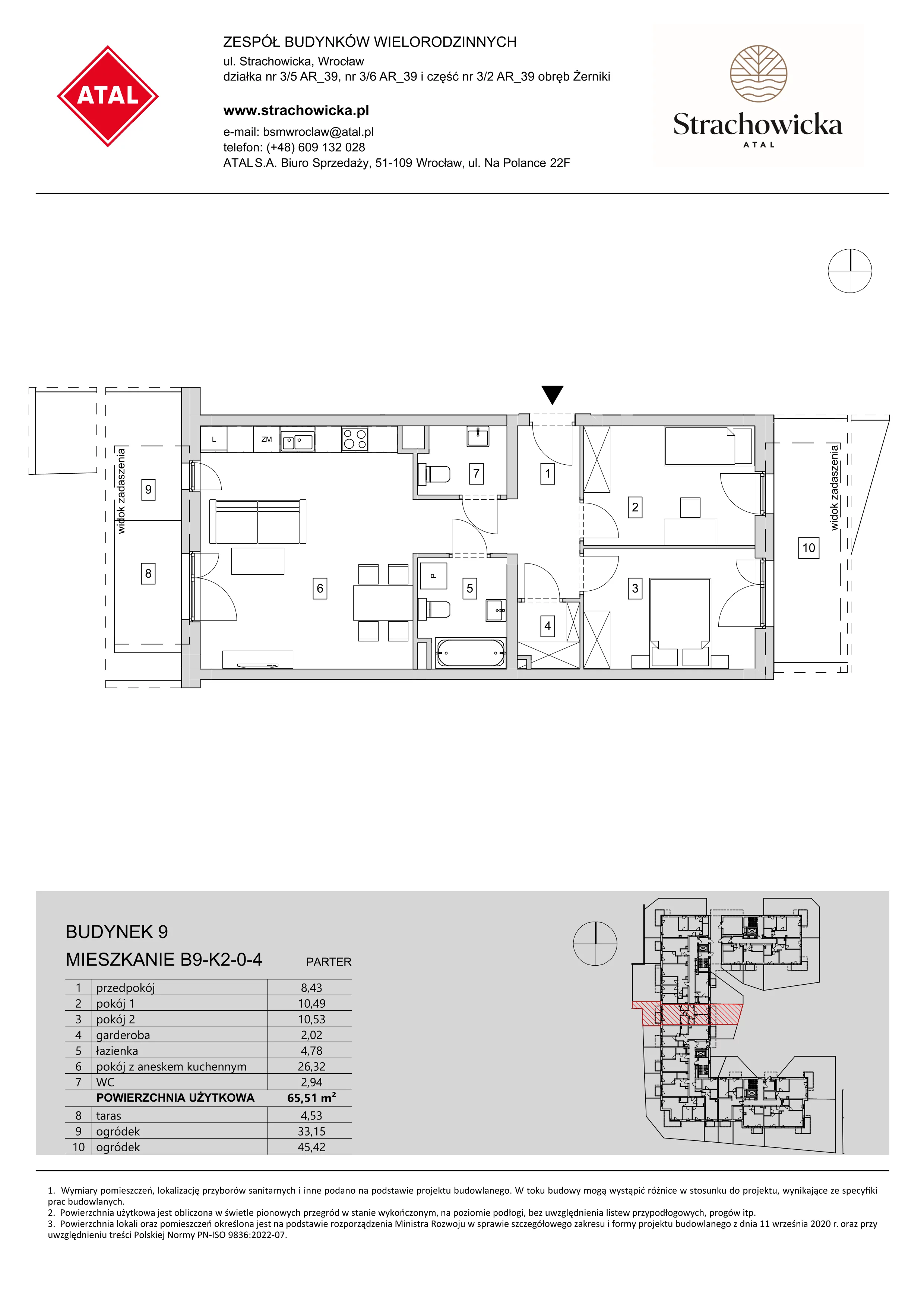 Mieszkanie 65,51 m², parter, oferta nr B9-K2-0-4, ATAL Strachowicka, Wrocław, Żerniki, Fabryczna, ul. Strachowicka