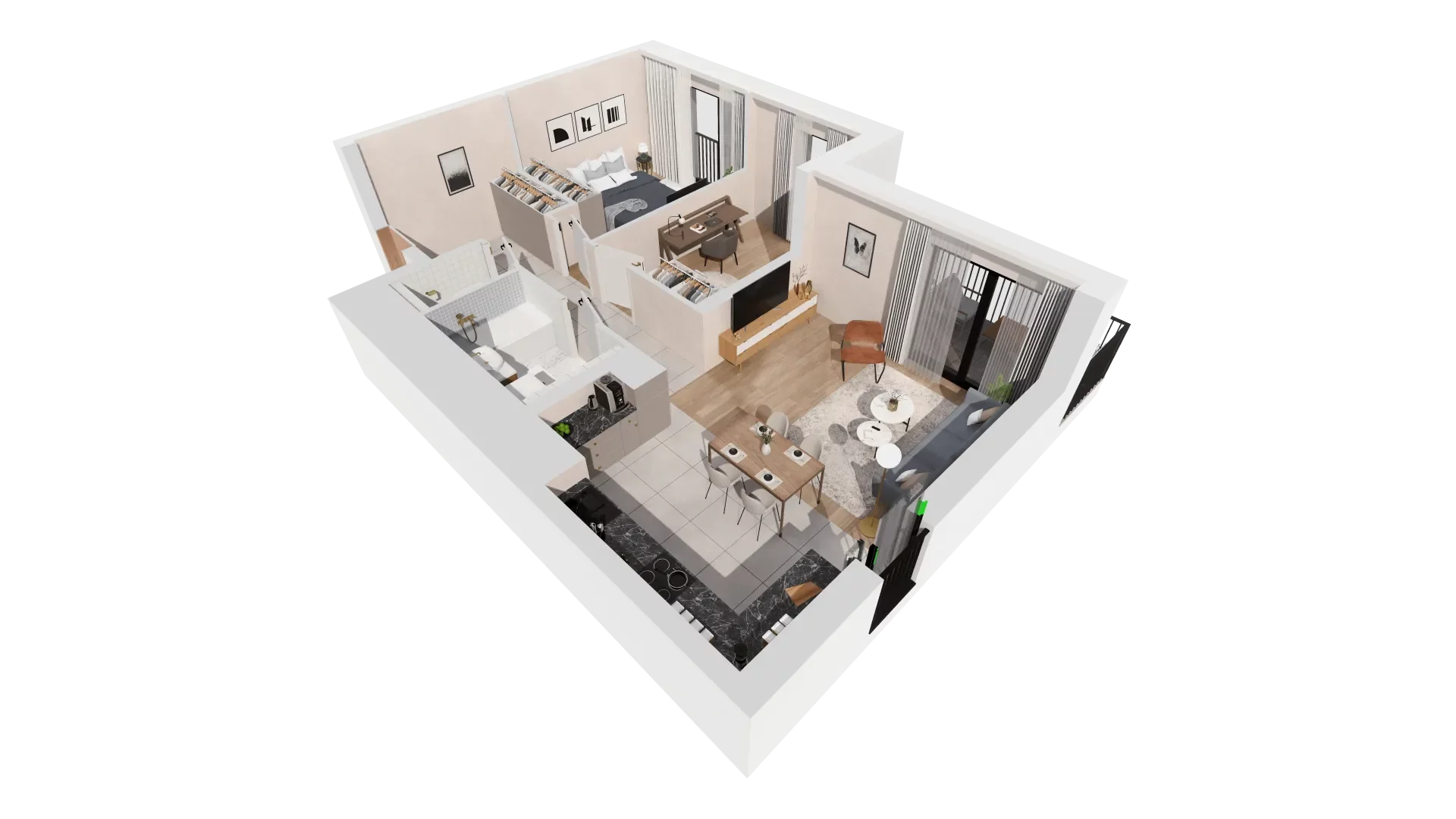 Mieszkanie 63,32 m², piętro 1, oferta nr B1-01-17A, Francuska Park, Katowice, Osiedle Paderewskiego-Muchowiec, Muchowiec, ul. Szybowcowa