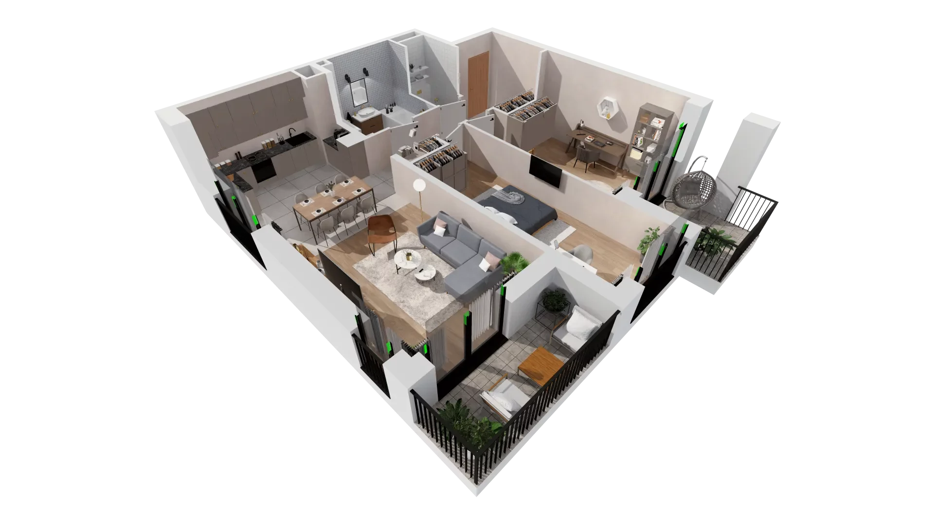 Mieszkanie 77,35 m², piętro 2, oferta nr B1-02-21A, Francuska Park, Katowice, Osiedle Paderewskiego-Muchowiec, Muchowiec, ul. Szybowcowa