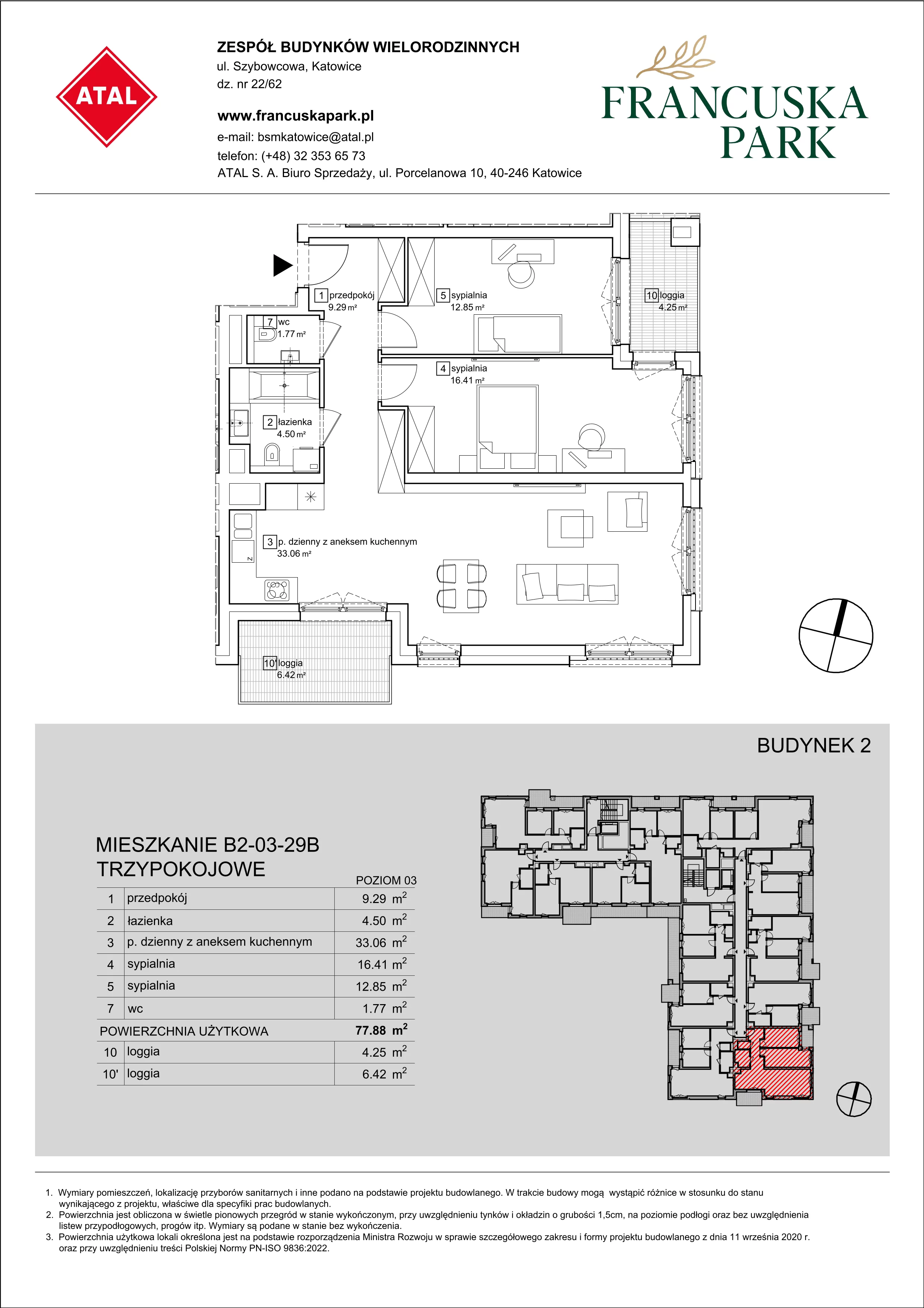 Mieszkanie 77,88 m², piętro 3, oferta nr B2-03-29B, Francuska Park, Katowice, Osiedle Paderewskiego-Muchowiec, Muchowiec, ul. Szybowcowa