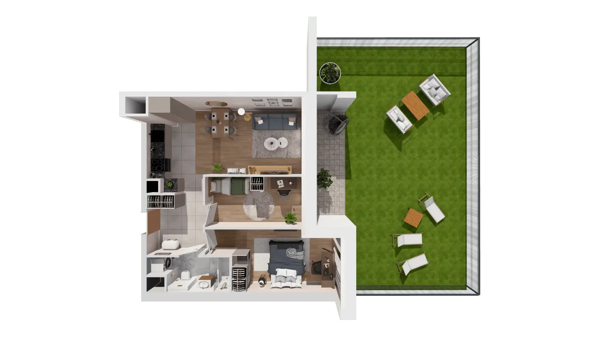 3 pokoje, mieszkanie 56,55 m², parter, oferta nr 1A.0.01, Francuska Park VIIIB, Katowice, Osiedle Paderewskiego-Muchowiec, Muchowiec, ul. Szybowcowa