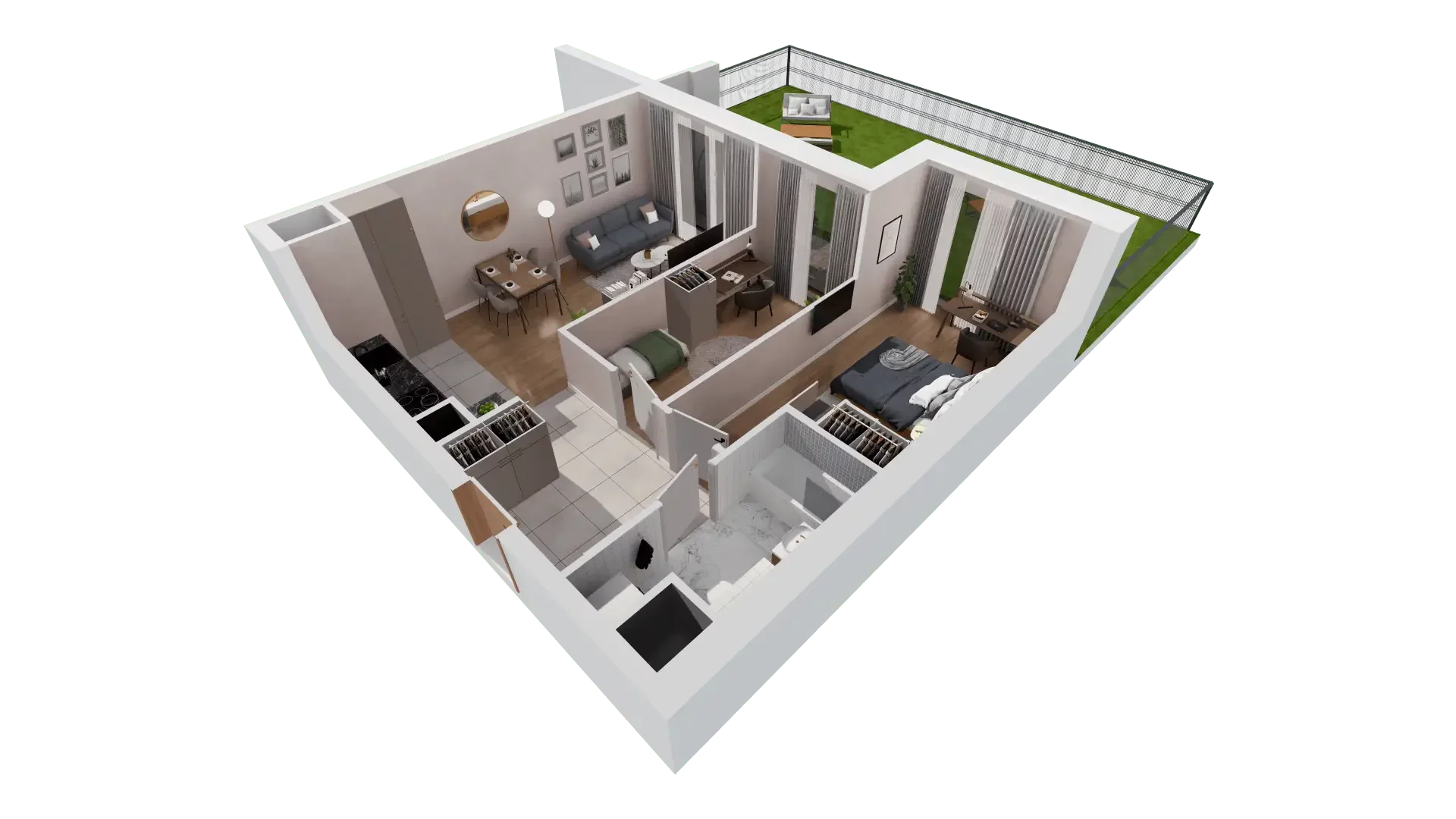 3 pokoje, mieszkanie 56,55 m², parter, oferta nr 1A.0.01, Francuska Park VIIIB, Katowice, Osiedle Paderewskiego-Muchowiec, Muchowiec, ul. Szybowcowa