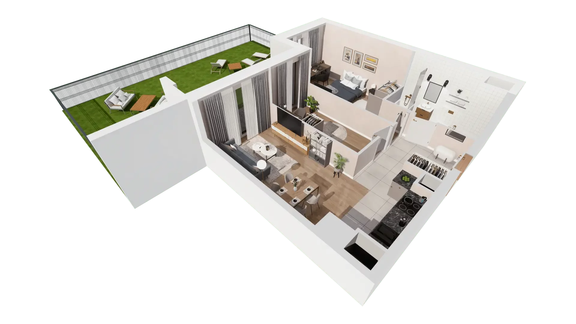 3 pokoje, mieszkanie 56,55 m², parter, oferta nr 1A.0.01, Francuska Park VIIIB, Katowice, Osiedle Paderewskiego-Muchowiec, Muchowiec, ul. Szybowcowa
