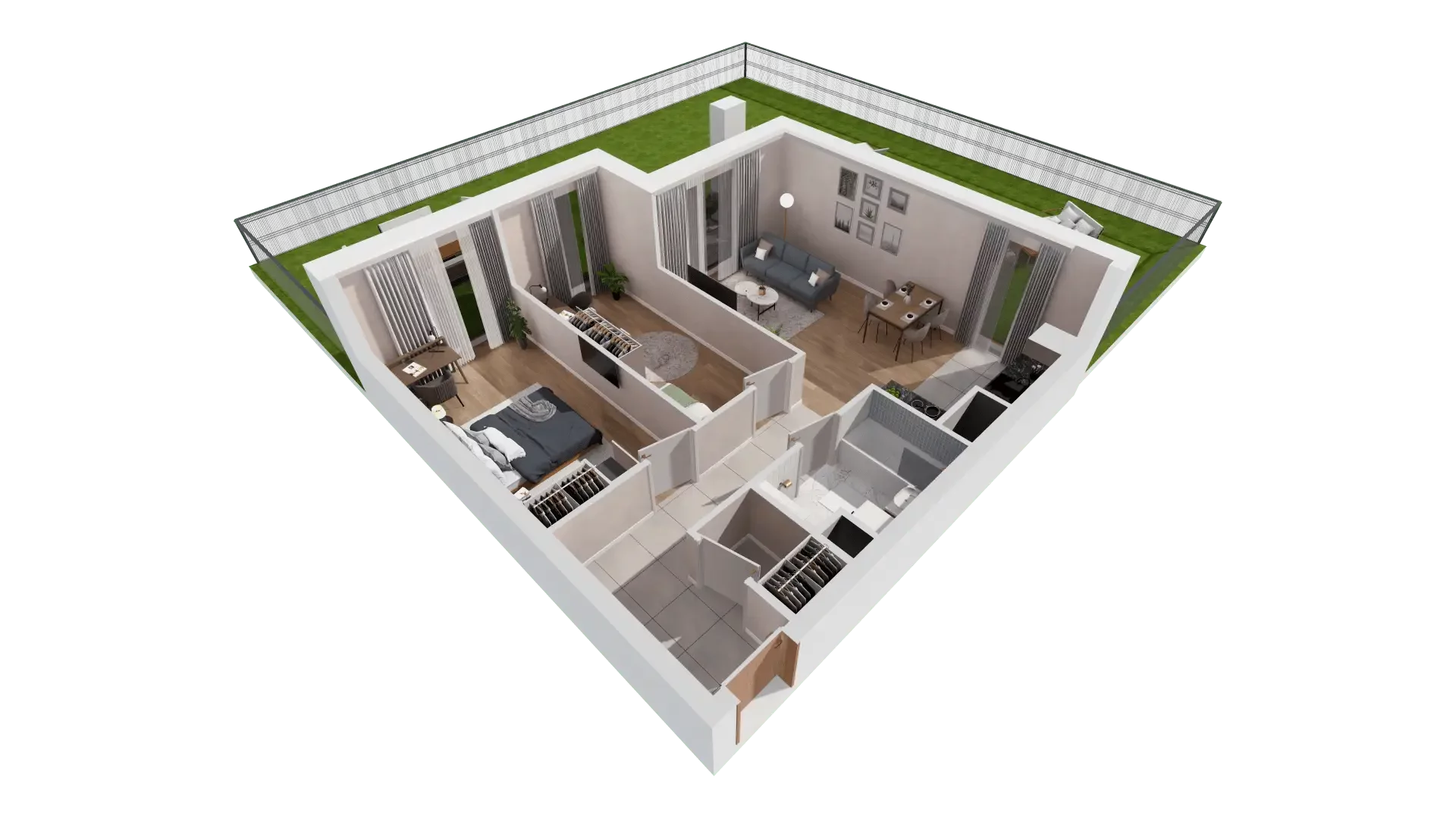3 pokoje, mieszkanie 64,31 m², parter, oferta nr 1A.0.02, Francuska Park VIIIB, Katowice, Osiedle Paderewskiego-Muchowiec, Muchowiec, ul. Szybowcowa