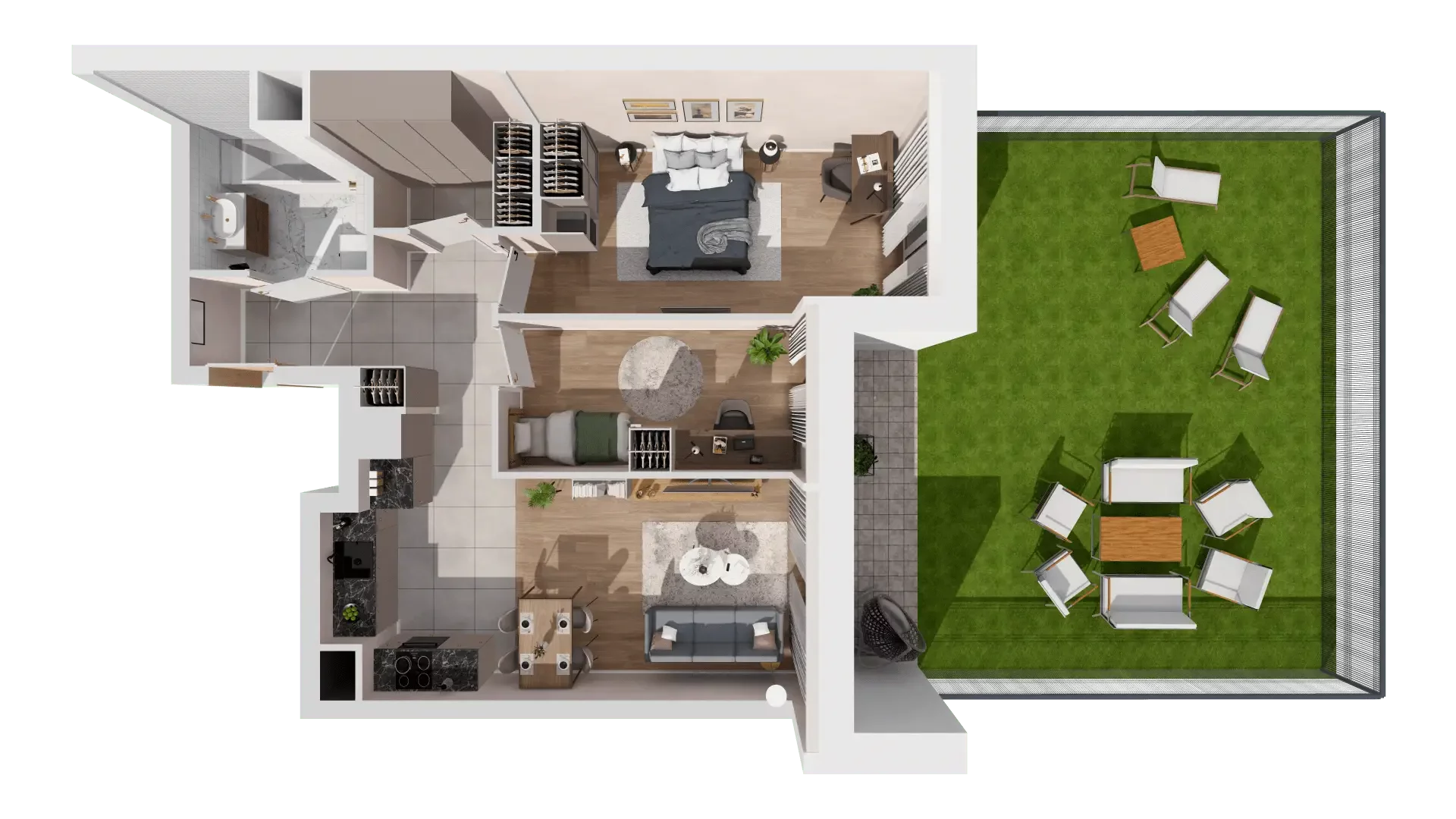 3 pokoje, mieszkanie 62,87 m², parter, oferta nr 1A.0.08, Francuska Park VIIIB, Katowice, Osiedle Paderewskiego-Muchowiec, Muchowiec, ul. Szybowcowa