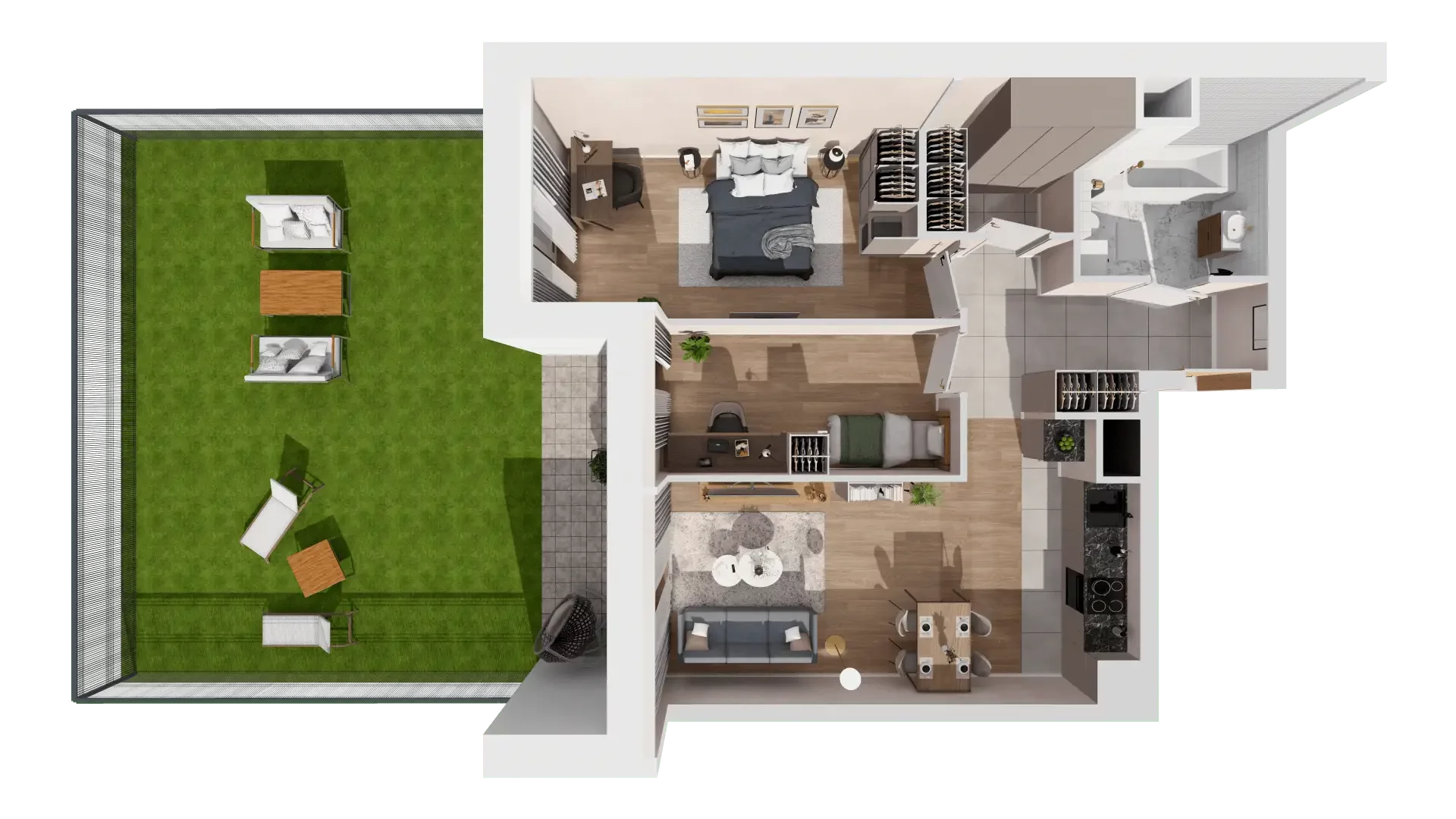 3 pokoje, mieszkanie 63,89 m², parter, oferta nr 1B.0.87, Francuska Park VIIIB, Katowice, Osiedle Paderewskiego-Muchowiec, Muchowiec, ul. Szybowcowa