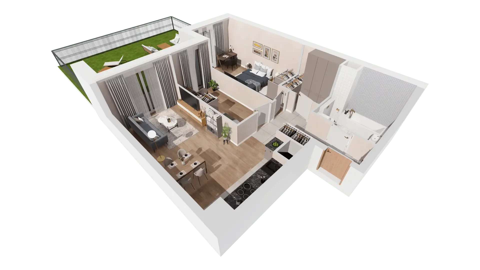 3 pokoje, mieszkanie 63,89 m², parter, oferta nr 1B.0.87, Francuska Park VIIIB, Katowice, Osiedle Paderewskiego-Muchowiec, Muchowiec, ul. Szybowcowa