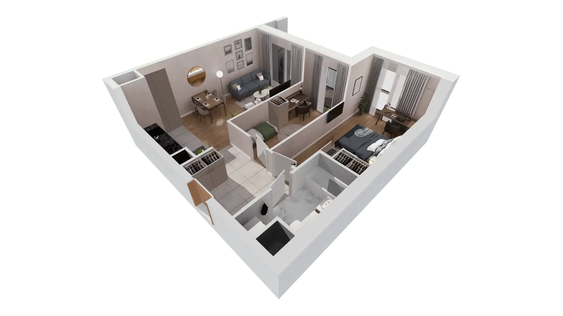 3 pokoje, mieszkanie 56,55 m², piętro 1, oferta nr 1A.1.10, Francuska Park VIIIB, Katowice, Osiedle Paderewskiego-Muchowiec, Muchowiec, ul. Szybowcowa