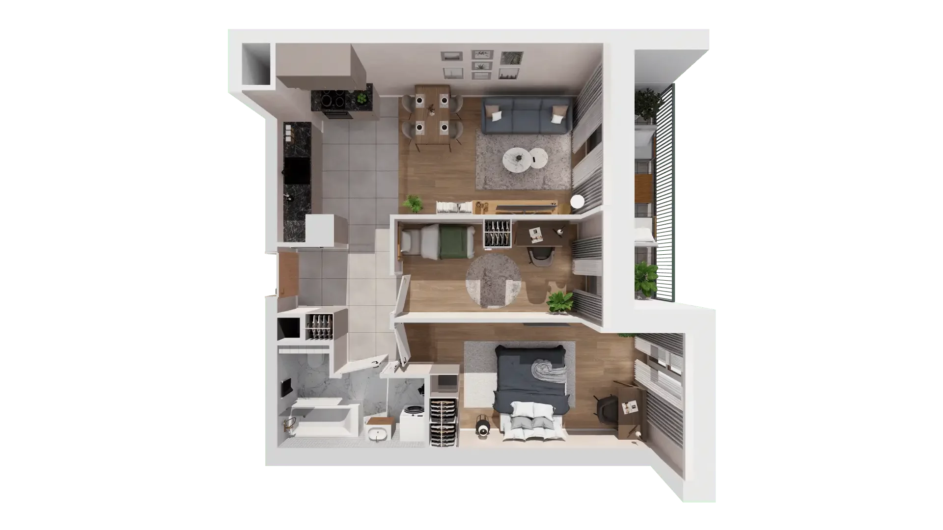 3 pokoje, mieszkanie 57,31 m², piętro 2, oferta nr 1A.2.27, Francuska Park VIIIB, Katowice, Osiedle Paderewskiego-Muchowiec, Muchowiec, ul. Szybowcowa