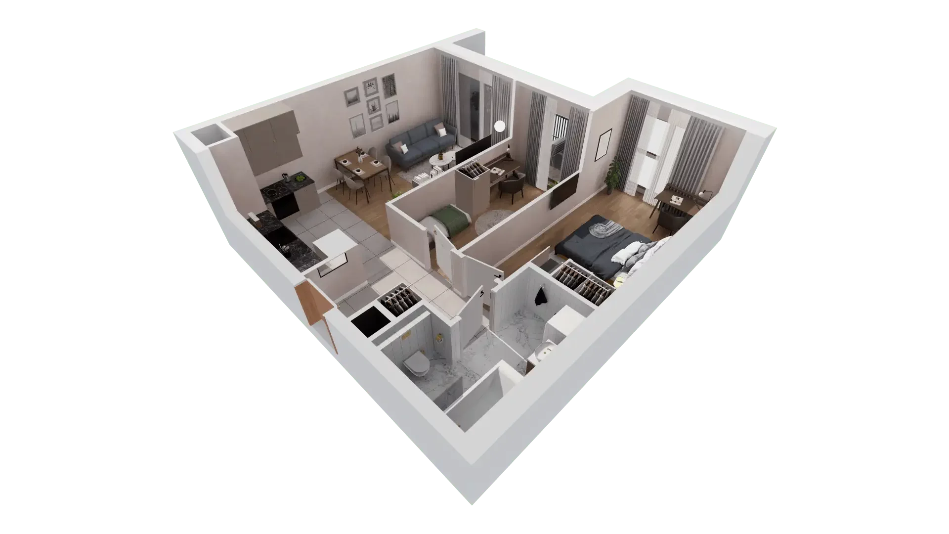 3 pokoje, mieszkanie 57,31 m², piętro 2, oferta nr 1A.2.27, Francuska Park VIIIB, Katowice, Osiedle Paderewskiego-Muchowiec, Muchowiec, ul. Szybowcowa