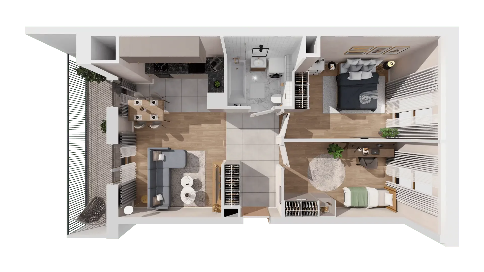 3 pokoje, mieszkanie 60,25 m², piętro 2, oferta nr 1C.2.155, Francuska Park VIIIB, Katowice, Osiedle Paderewskiego-Muchowiec, Muchowiec, ul. Szybowcowa