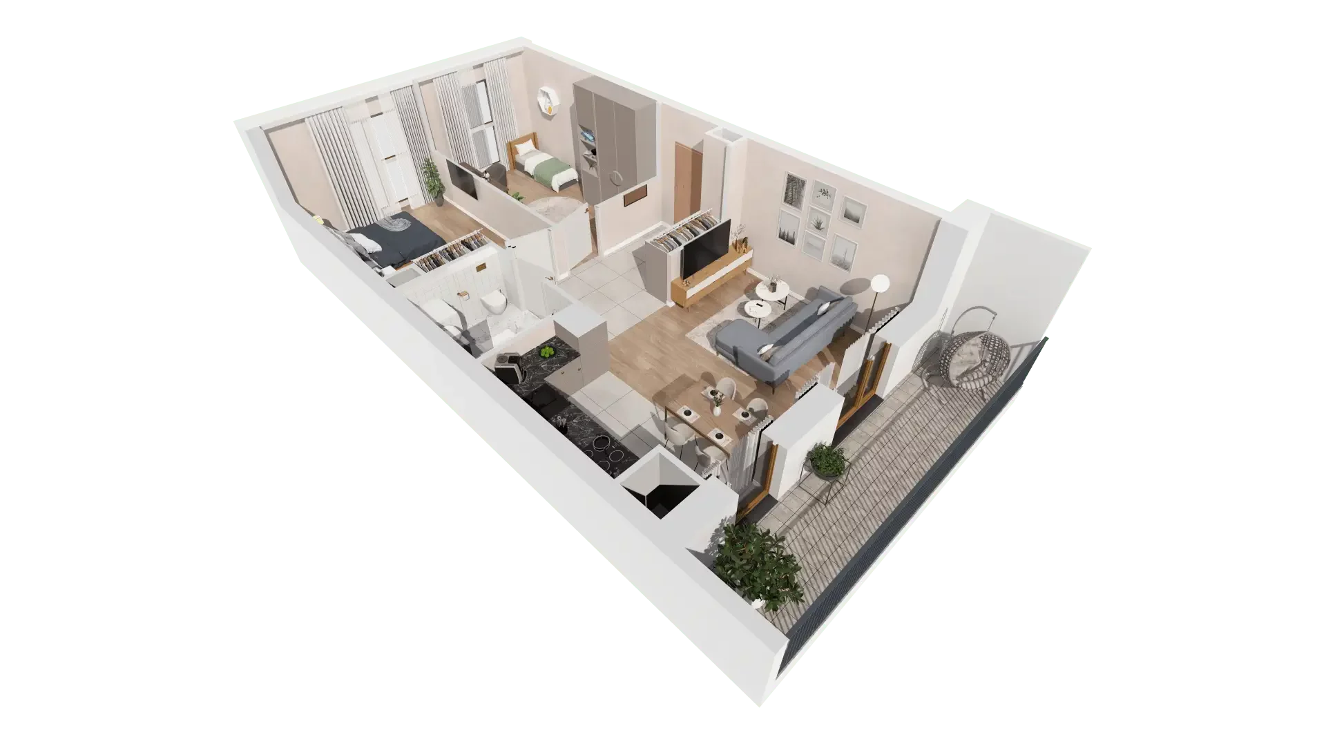 3 pokoje, mieszkanie 60,25 m², piętro 2, oferta nr 1C.2.155, Francuska Park VIIIB, Katowice, Osiedle Paderewskiego-Muchowiec, Muchowiec, ul. Szybowcowa