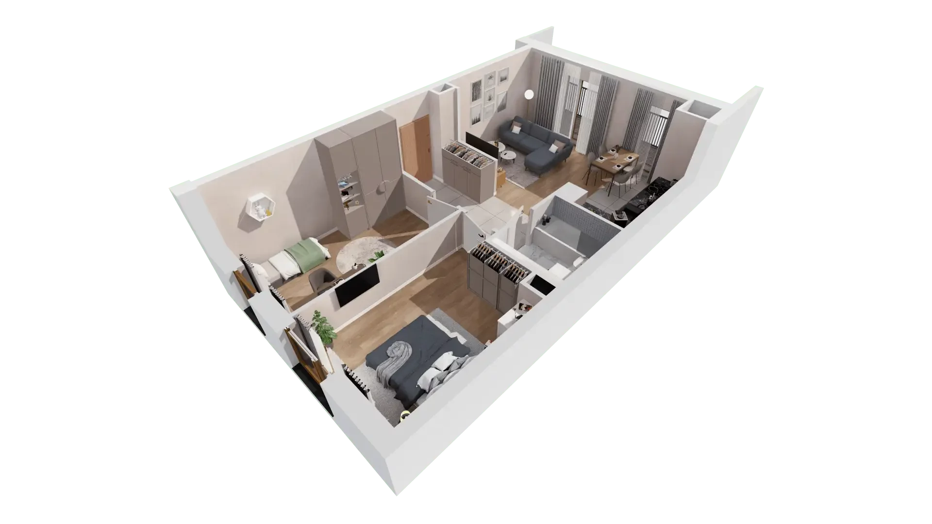3 pokoje, mieszkanie 60,25 m², piętro 2, oferta nr 1C.2.155, Francuska Park VIIIB, Katowice, Osiedle Paderewskiego-Muchowiec, Muchowiec, ul. Szybowcowa