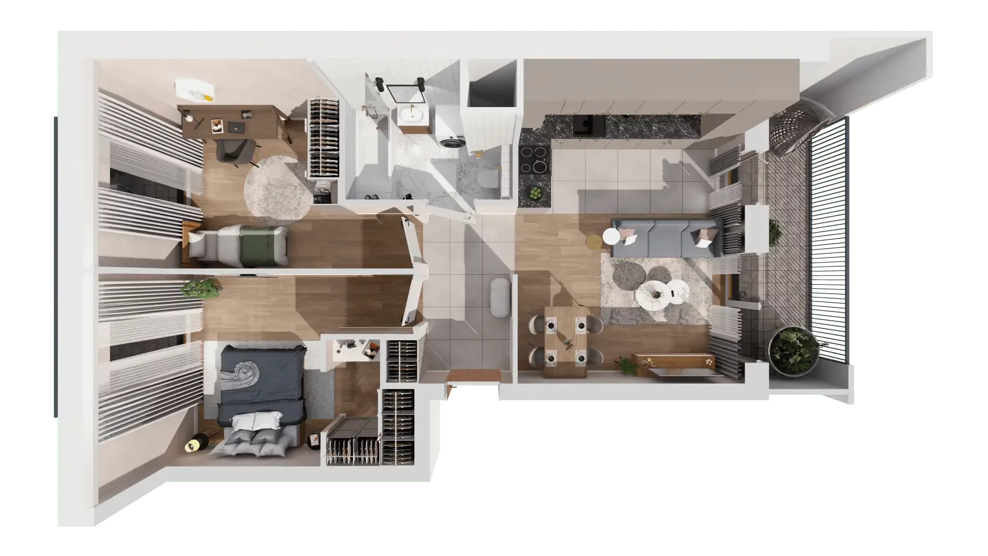 3 pokoje, mieszkanie 58,70 m², piętro 2, oferta nr 1D.2.177, Francuska Park VIIIB, Katowice, Osiedle Paderewskiego-Muchowiec, Muchowiec, ul. Szybowcowa