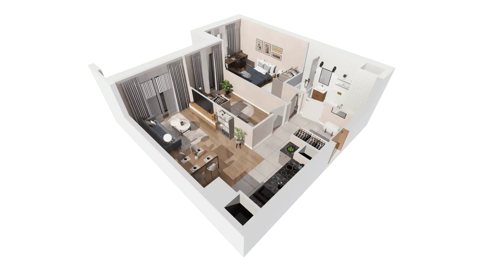 3 pokoje, mieszkanie 57,89 m², piętro 4, oferta nr 1A.4.37, Francuska Park VIIIB, Katowice, Osiedle Paderewskiego-Muchowiec, Muchowiec, ul. Szybowcowa