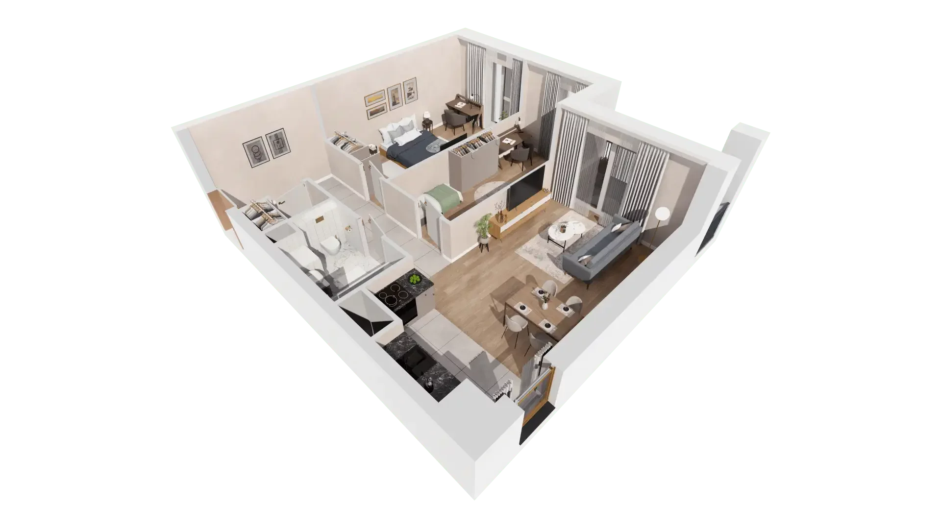 3 pokoje, mieszkanie 65,74 m², piętro 4, oferta nr 1A.4.38, Francuska Park VIIIB, Katowice, Osiedle Paderewskiego-Muchowiec, Muchowiec, ul. Szybowcowa
