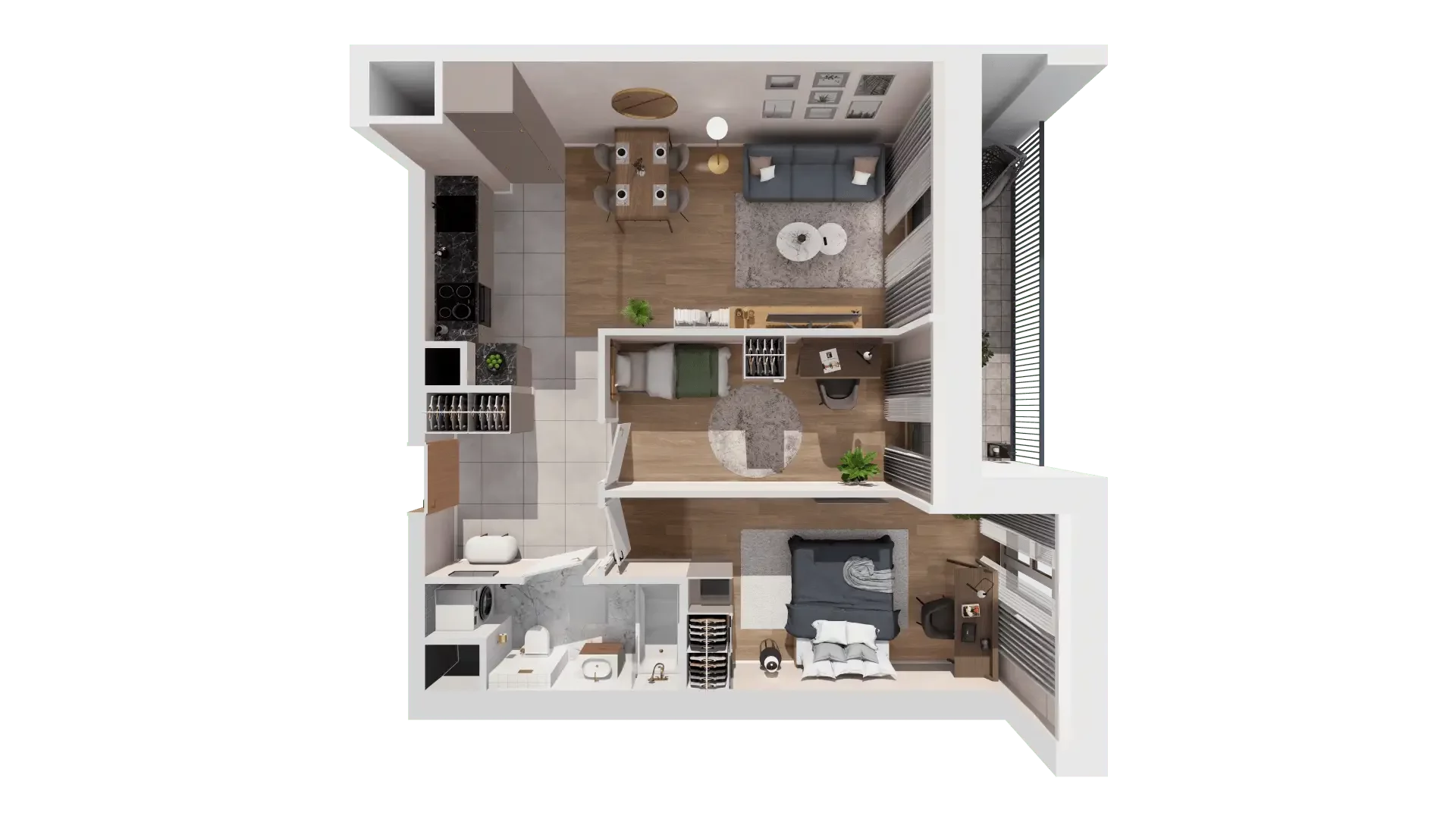 3 pokoje, mieszkanie 57,45 m², piętro 5, oferta nr 1A.5.46, Francuska Park VIIIB, Katowice, Osiedle Paderewskiego-Muchowiec, Muchowiec, ul. Szybowcowa