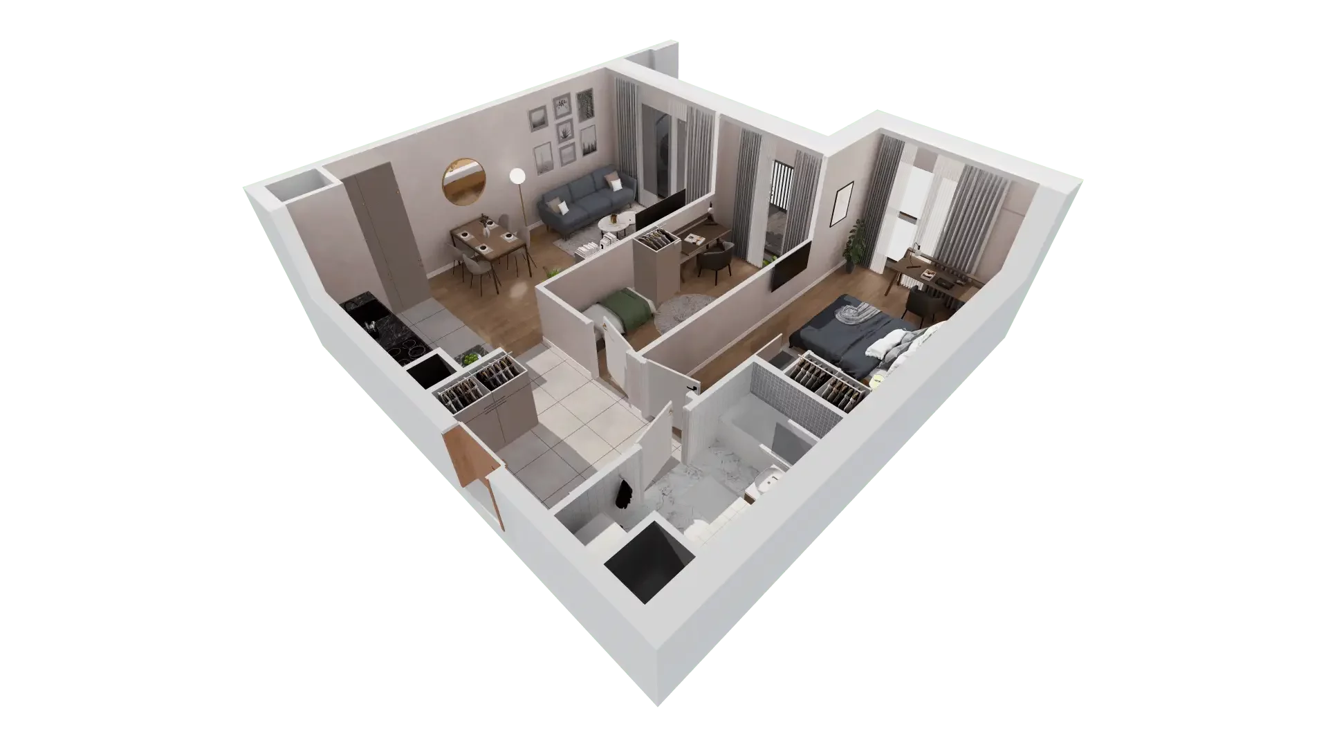 3 pokoje, mieszkanie 57,45 m², piętro 5, oferta nr 1A.5.46, Francuska Park VIIIB, Katowice, Osiedle Paderewskiego-Muchowiec, Muchowiec, ul. Szybowcowa