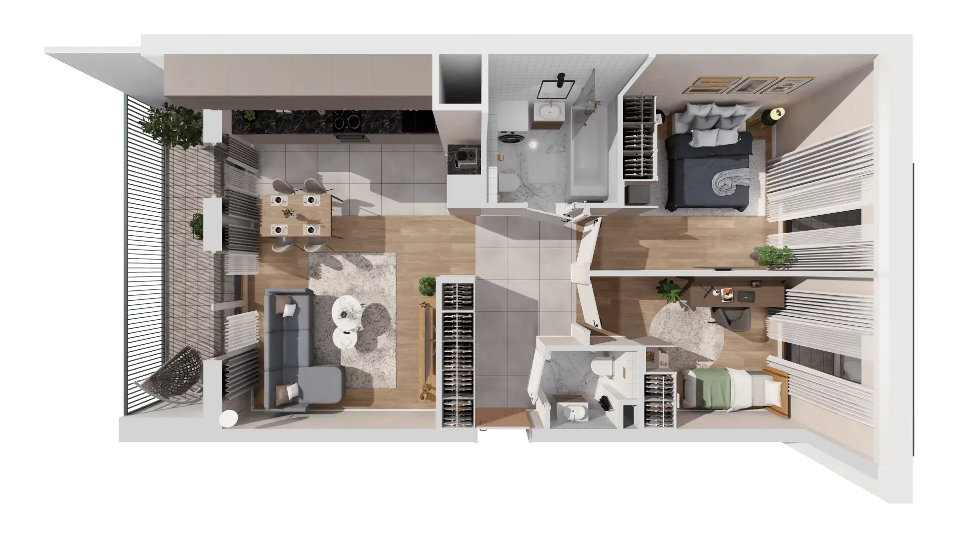 3 pokoje, mieszkanie 61,43 m², piętro 5, oferta nr 1D.5.188, Francuska Park VIIIB, Katowice, Osiedle Paderewskiego-Muchowiec, Muchowiec, ul. Szybowcowa
