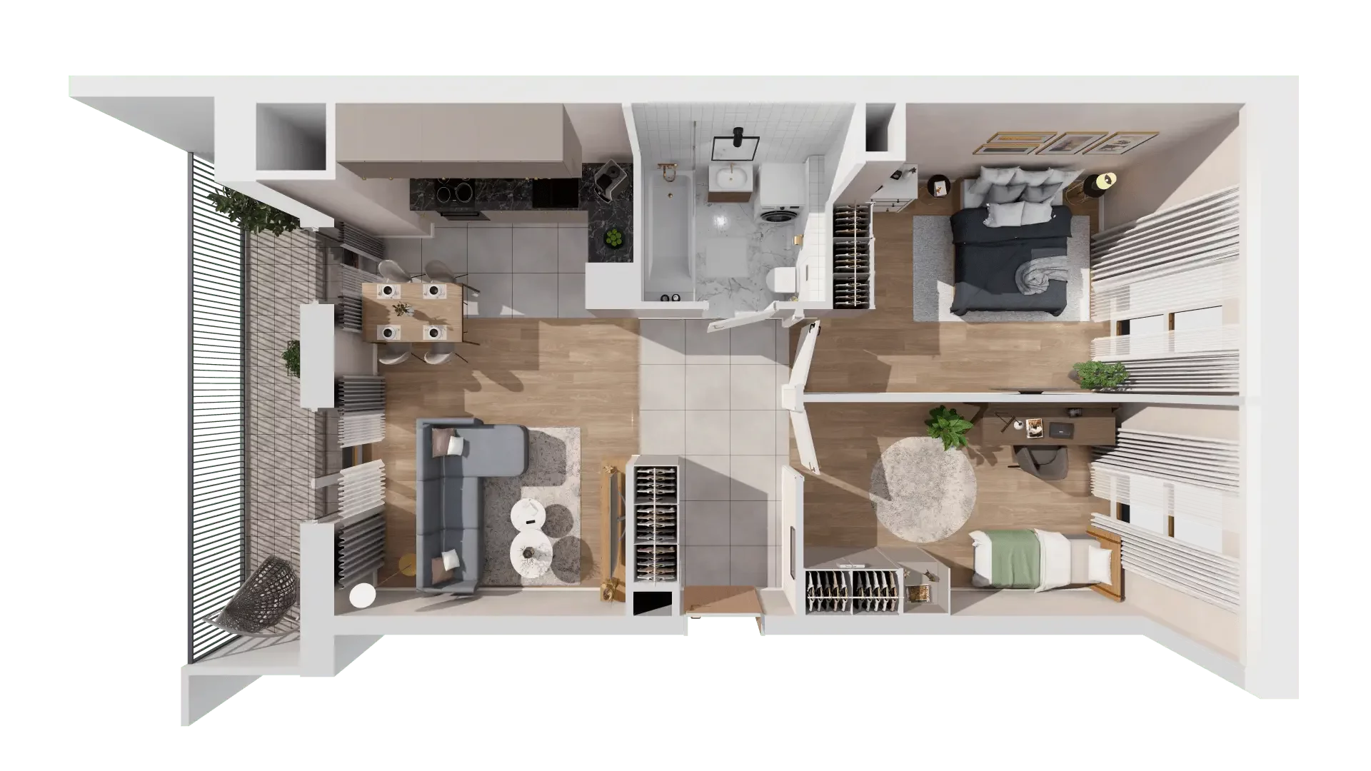 3 pokoje, mieszkanie 61,46 m², piętro 7, oferta nr 1C.7.170, Francuska Park VIIIB, Katowice, Osiedle Paderewskiego-Muchowiec, Muchowiec, ul. Szybowcowa