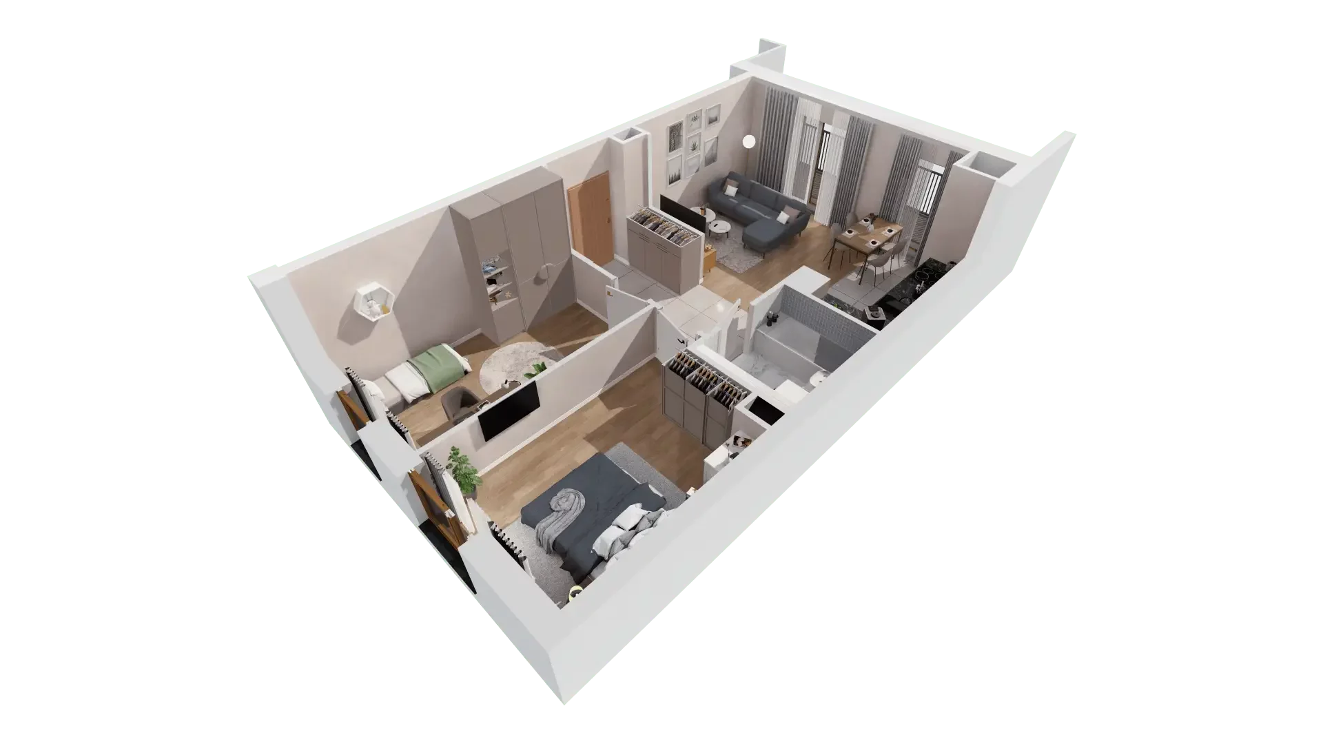3 pokoje, mieszkanie 61,46 m², piętro 7, oferta nr 1C.7.170, Francuska Park VIIIB, Katowice, Osiedle Paderewskiego-Muchowiec, Muchowiec, ul. Szybowcowa