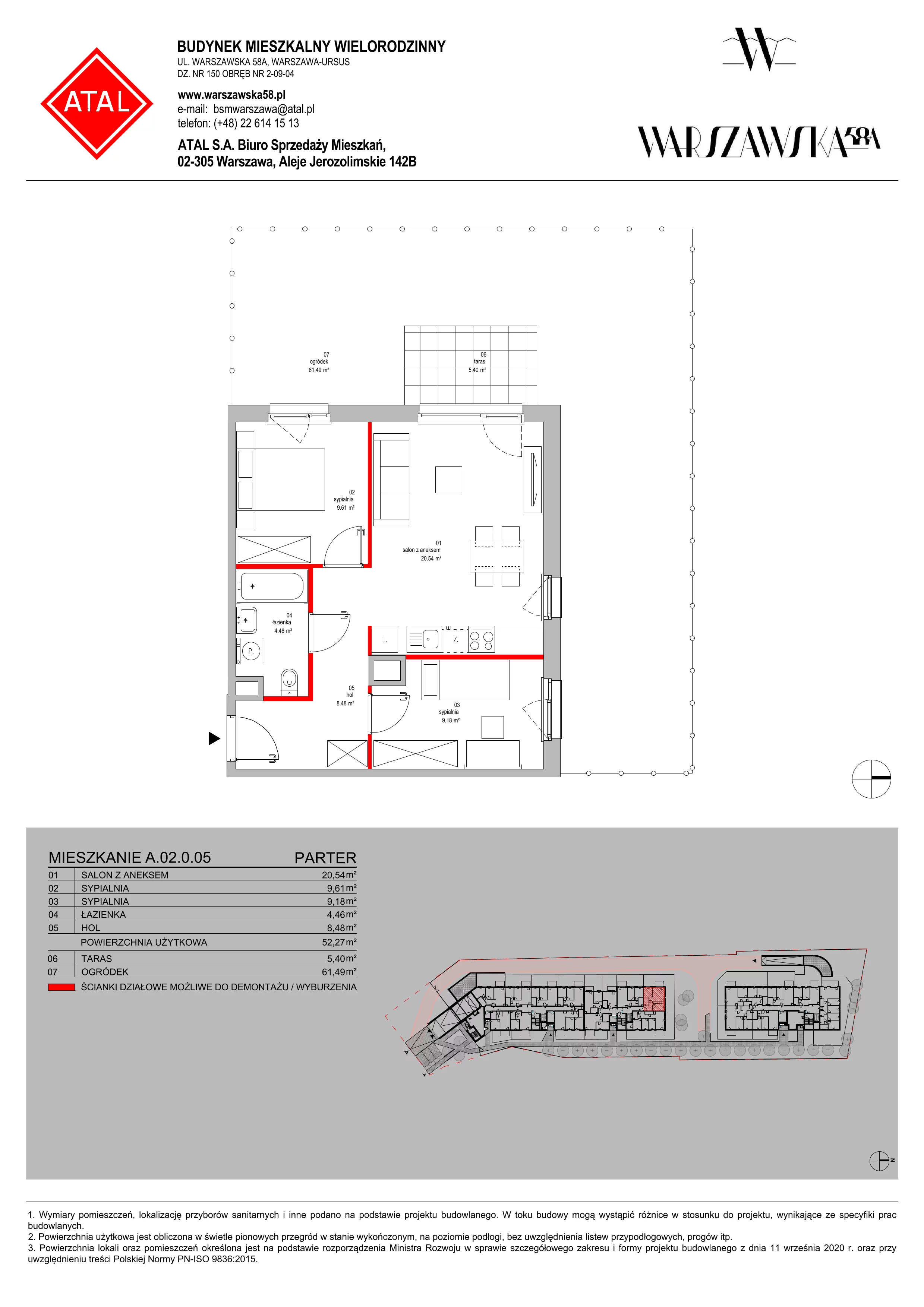 Mieszkanie 52,27 m², parter, oferta nr A.02.0.05, Warszawska 58A, Warszawa, Ursus, Niedźwiadek, ul. Warszawska 58a