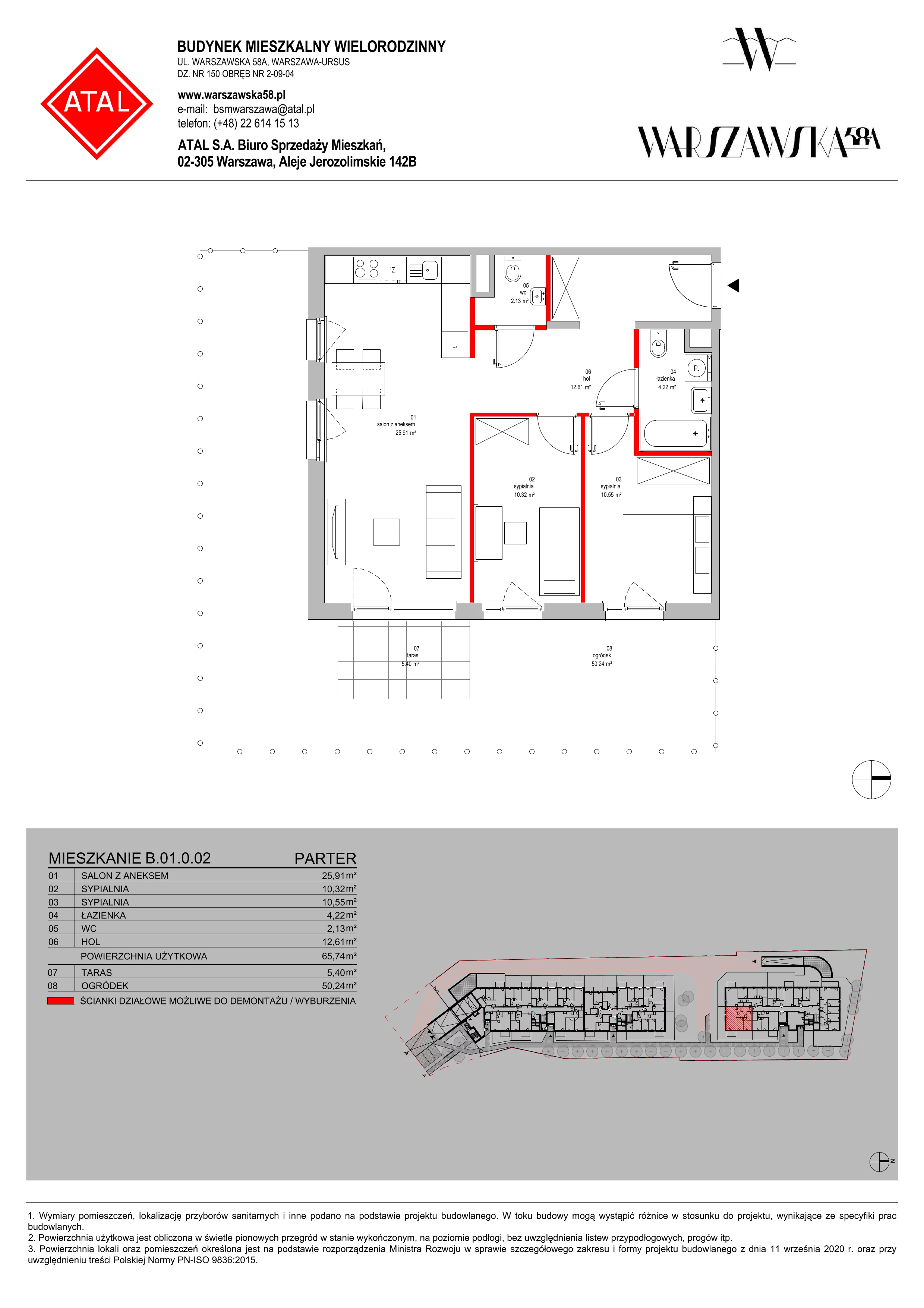 Mieszkanie 65,74 m², parter, oferta nr B.01.0.02, Warszawska 58A, Warszawa, Ursus, Niedźwiadek, ul. Warszawska 58a