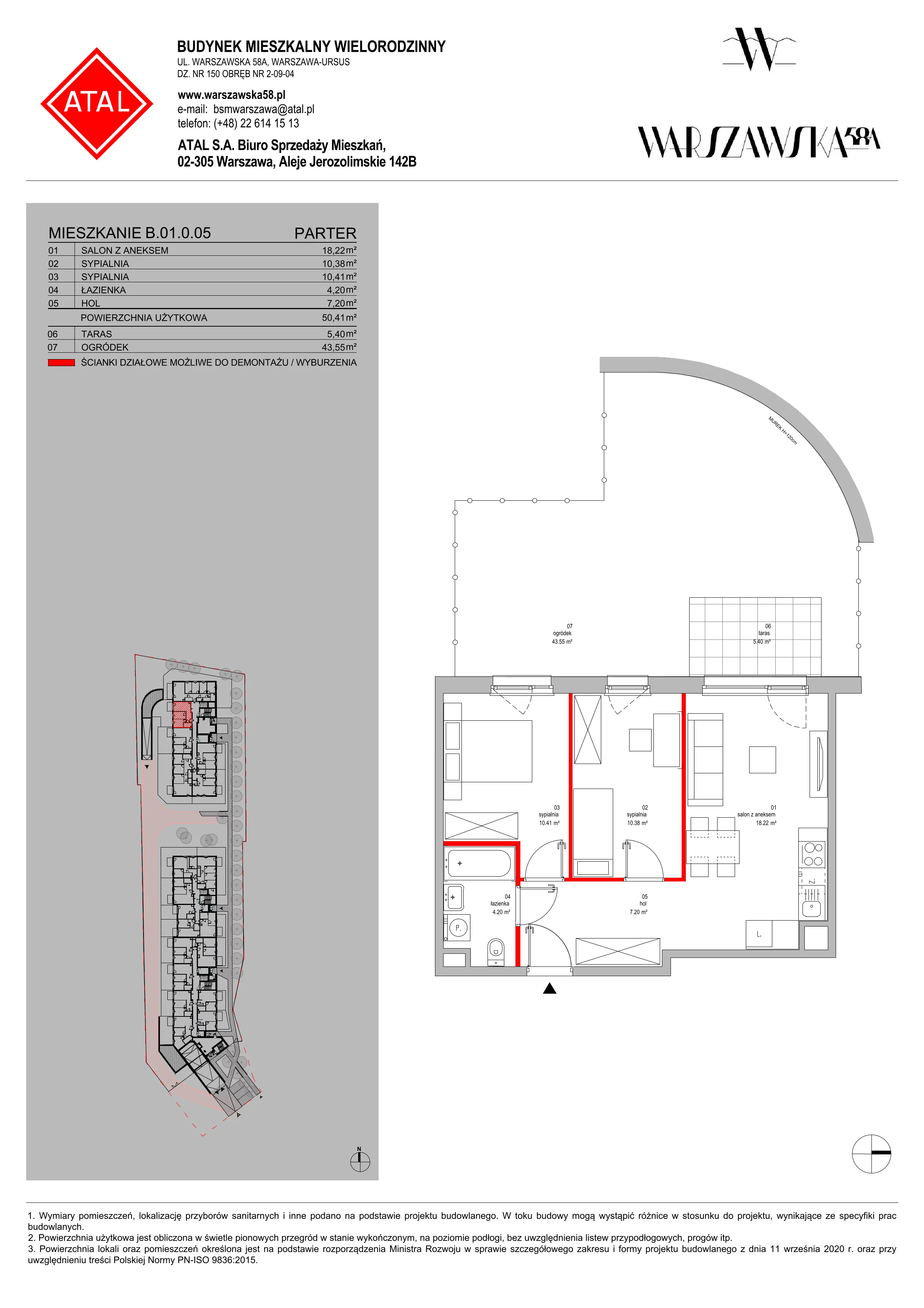 Mieszkanie 50,41 m², parter, oferta nr B.01.0.05, Warszawska 58A, Warszawa, Ursus, Niedźwiadek, ul. Warszawska 58a